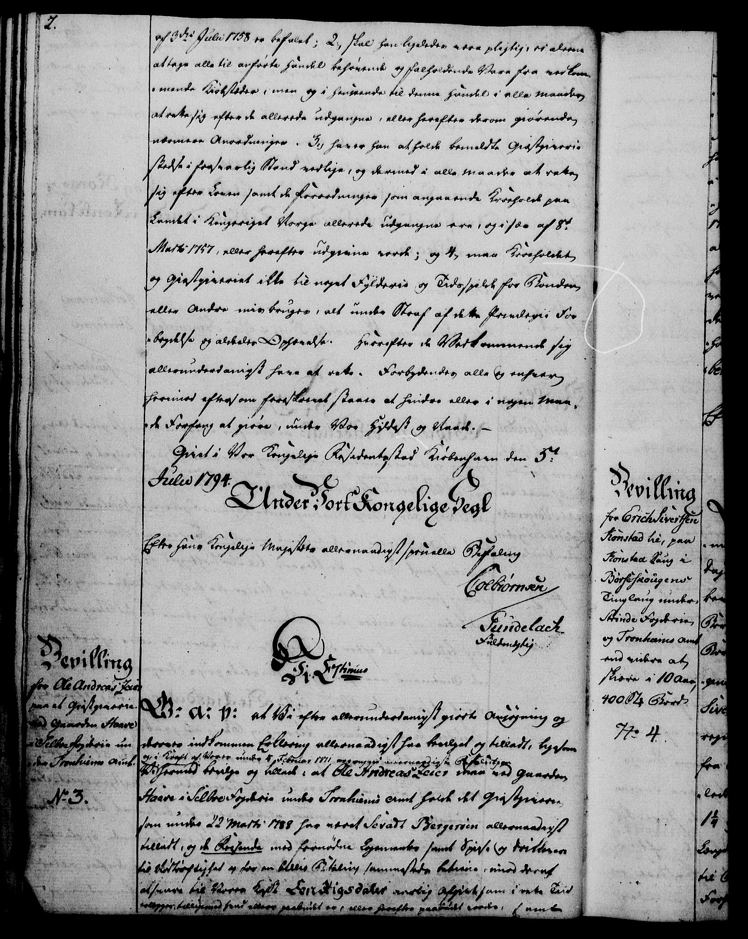 Rentekammeret, Kammerkanselliet, RA/EA-3111/G/Gg/Gga/L0016: Norsk ekspedisjonsprotokoll med register (merket RK 53.16), 1794-1800, p. 2