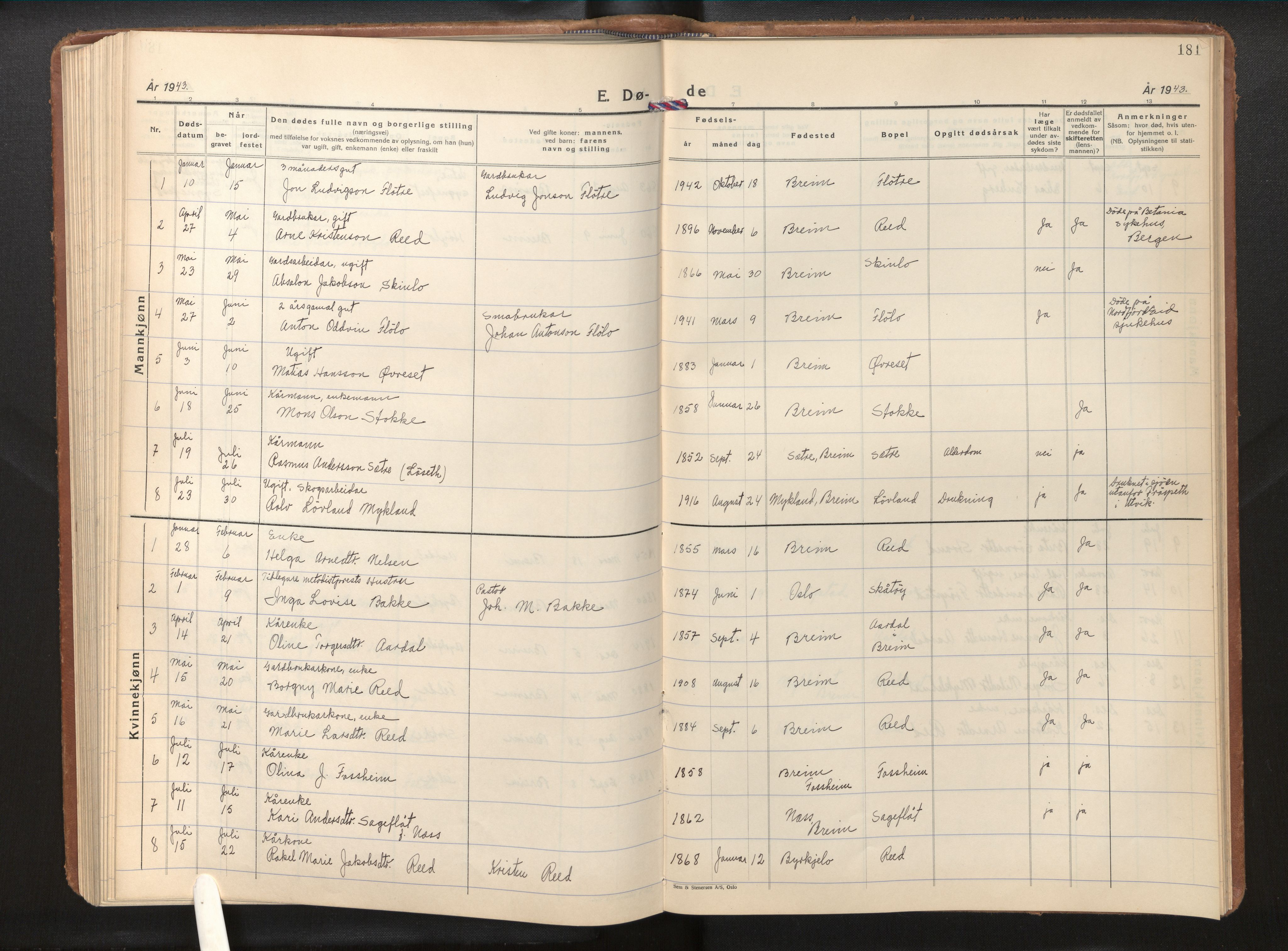 Gloppen sokneprestembete, SAB/A-80101/H/Hab/Habc/L0004: Parish register (copy) no. C 4, 1938-1968, p. 180b-181a