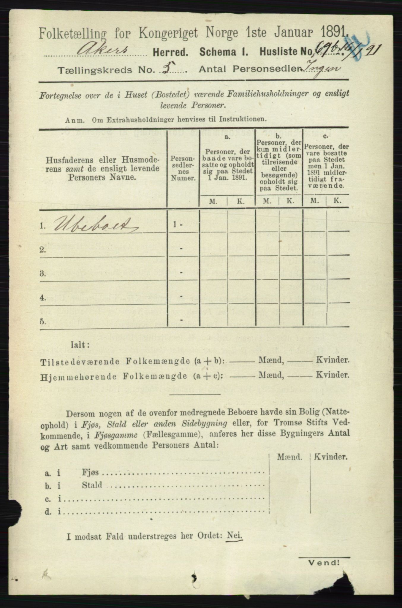 RA, 1891 census for 0218 Aker, 1891, p. 4968