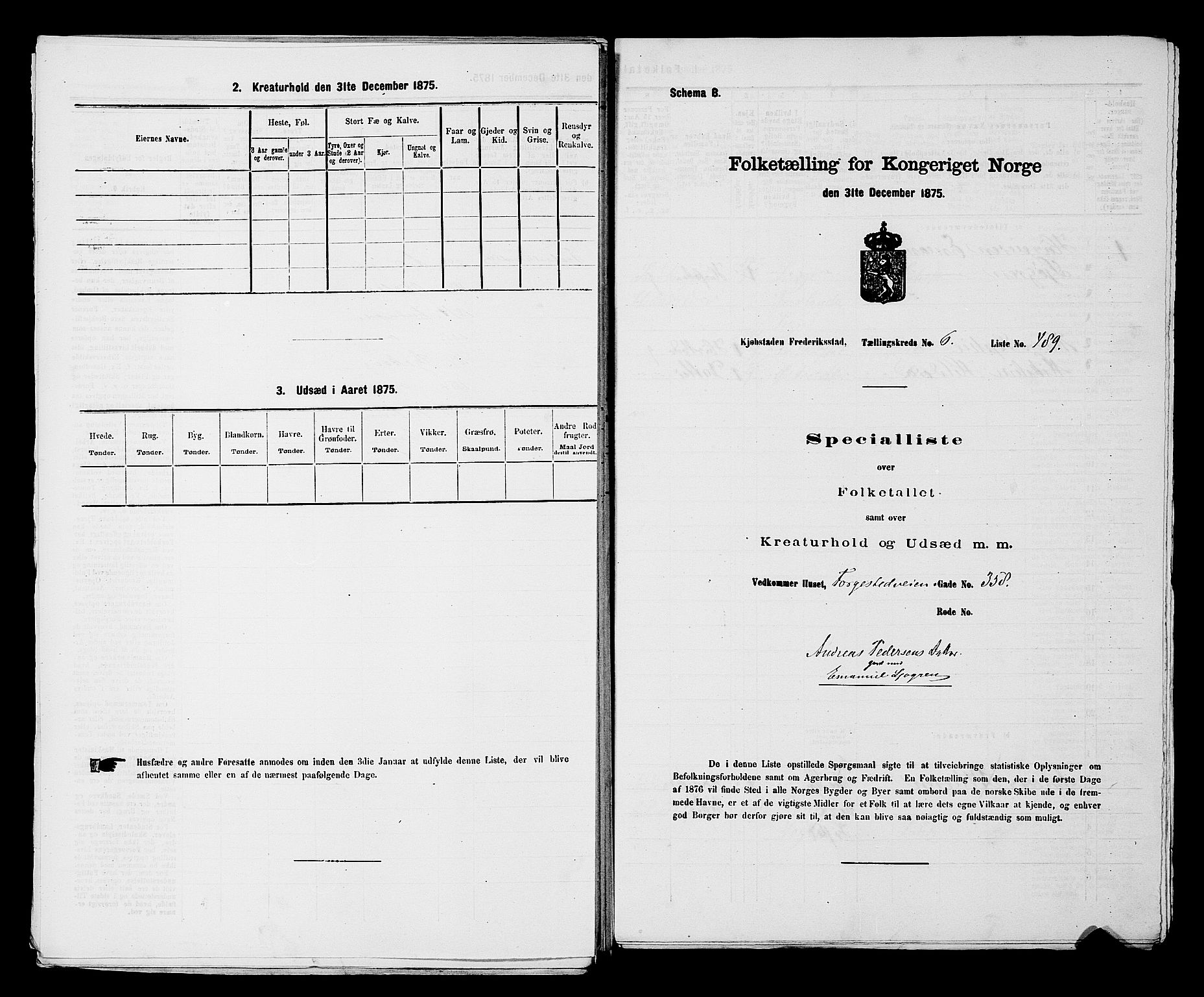 RA, 1875 census for 0103B Fredrikstad/Fredrikstad, 1875, p. 1135