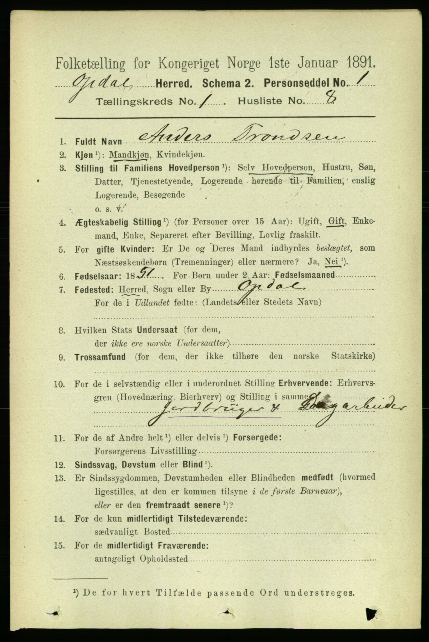 RA, 1891 census for 1634 Oppdal, 1891, p. 138