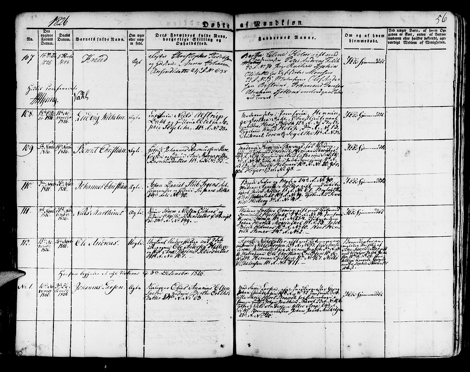 Korskirken sokneprestembete, SAB/A-76101/H/Haa/L0014: Parish register (official) no. A 14, 1823-1835, p. 56
