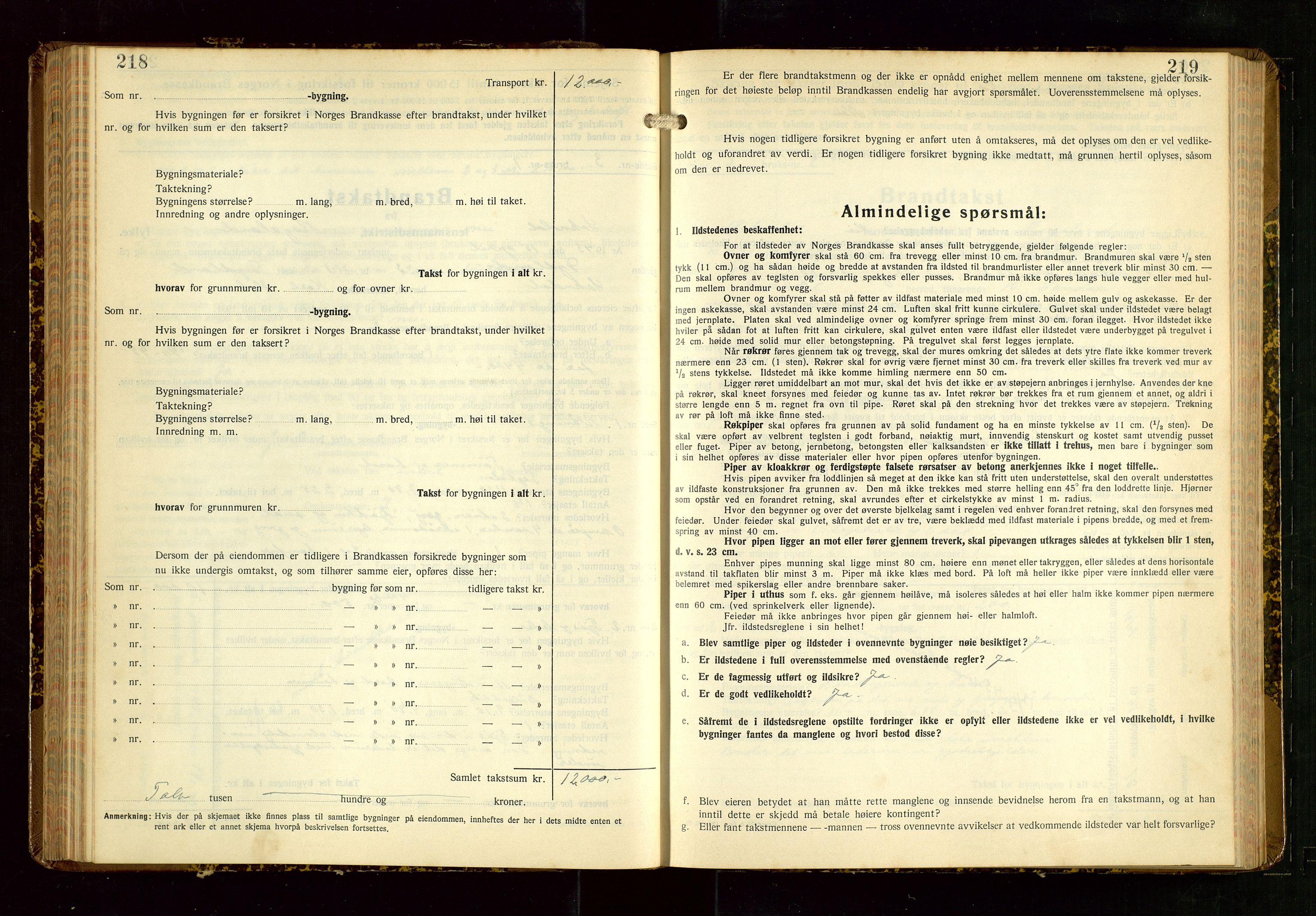 Sokndal lensmannskontor, AV/SAST-A-100417/Gob/L0008: "Brandtakst-Protokoll", 1937-1955, p. 218-219