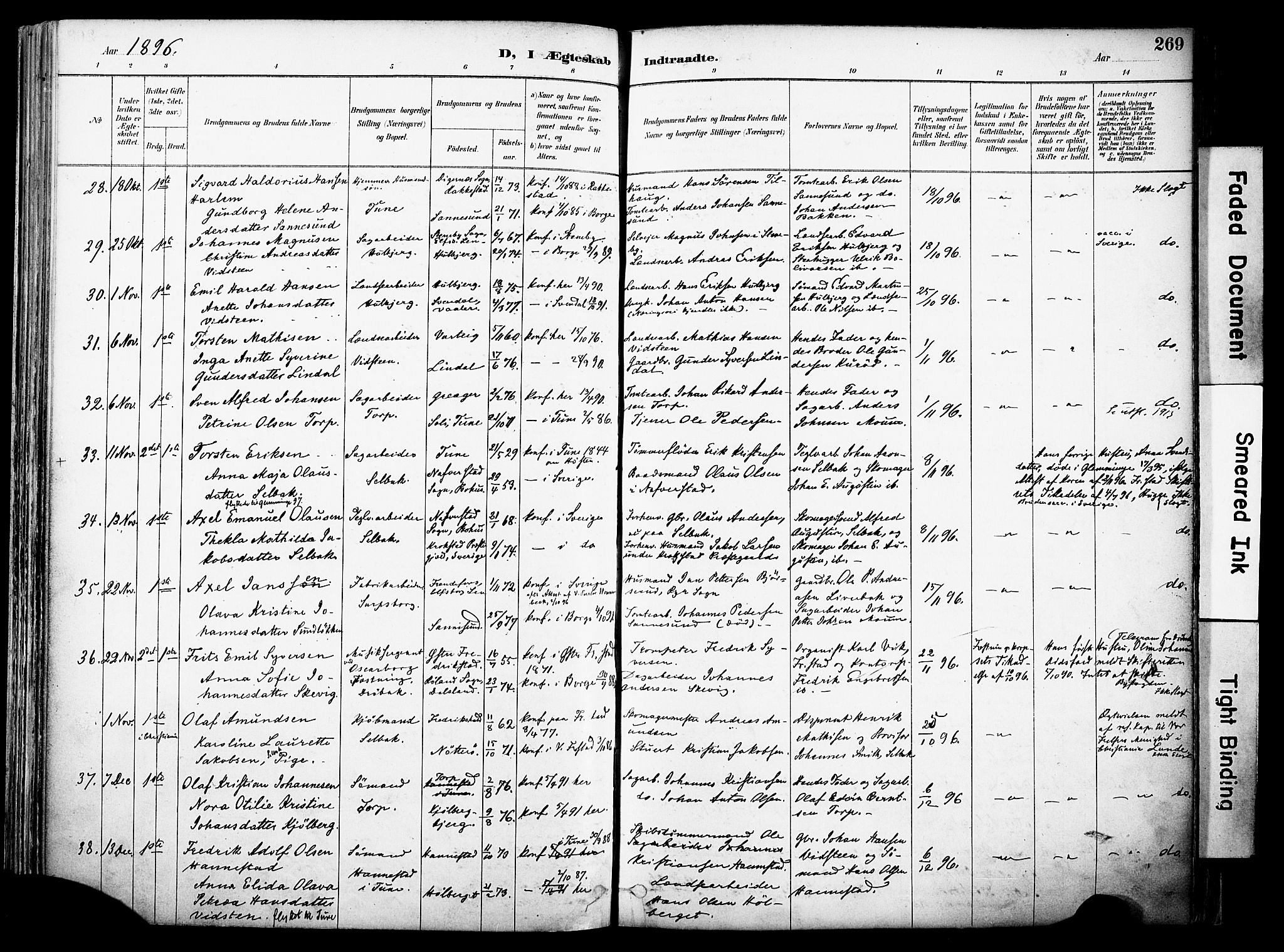 Borge prestekontor Kirkebøker, AV/SAO-A-10903/F/Fa/L0008: Parish register (official) no. I 8B, 1887-1902, p. 269