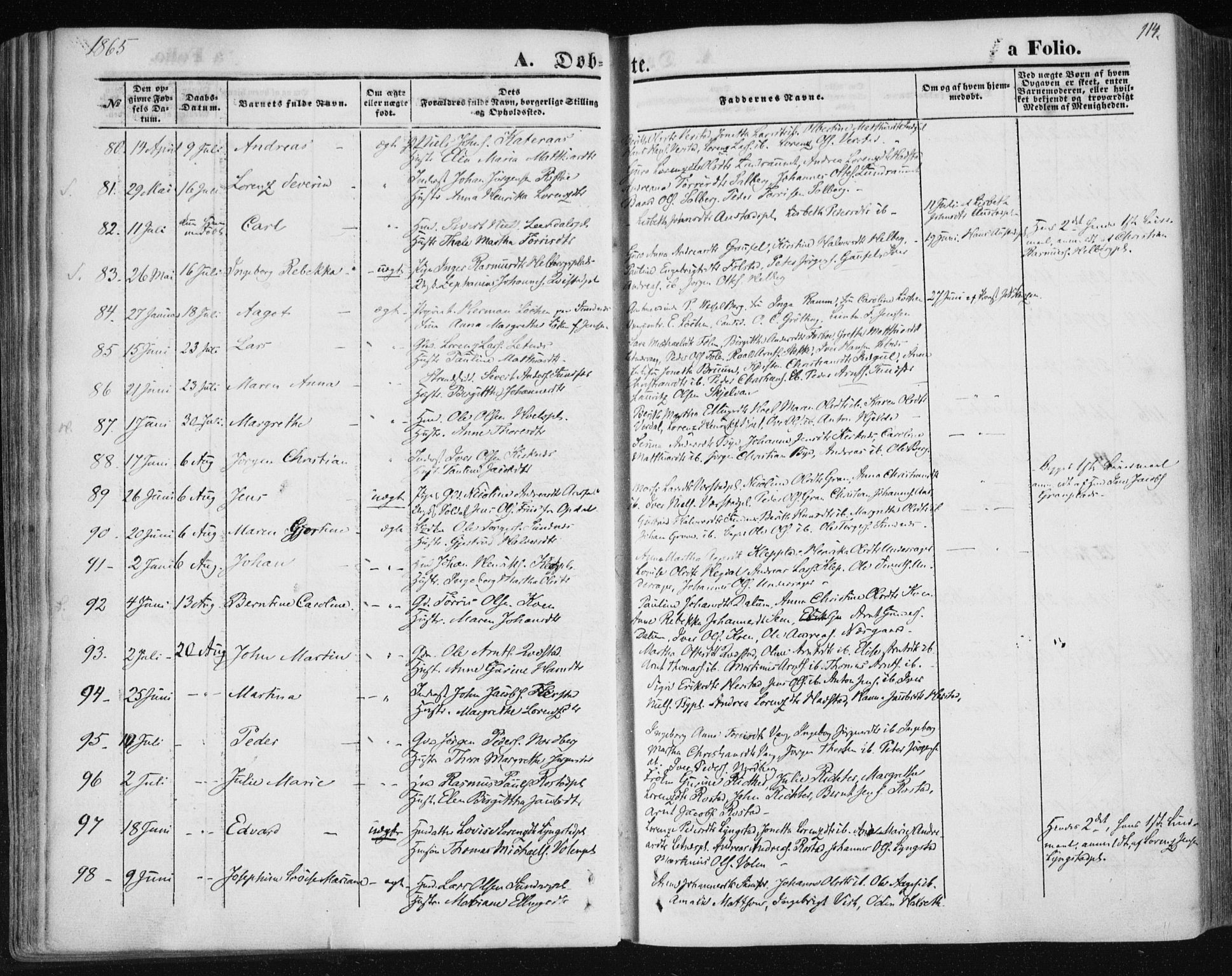 Ministerialprotokoller, klokkerbøker og fødselsregistre - Nord-Trøndelag, SAT/A-1458/730/L0283: Parish register (official) no. 730A08, 1855-1865, p. 114