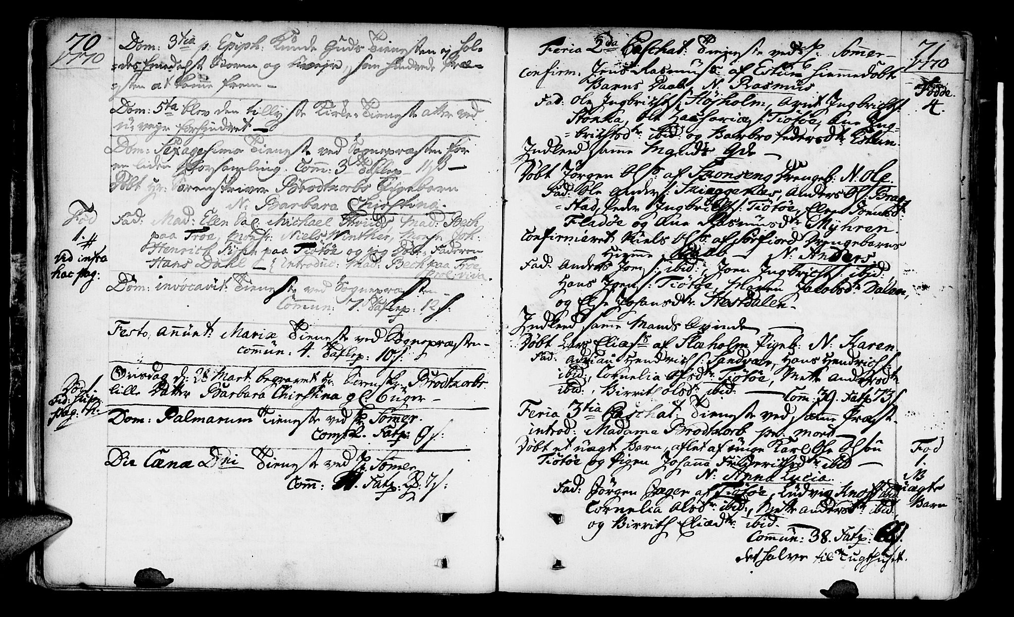 Ministerialprotokoller, klokkerbøker og fødselsregistre - Nordland, AV/SAT-A-1459/817/L0260: Parish register (official) no. 817A02 /1, 1768-1776, p. 70-71