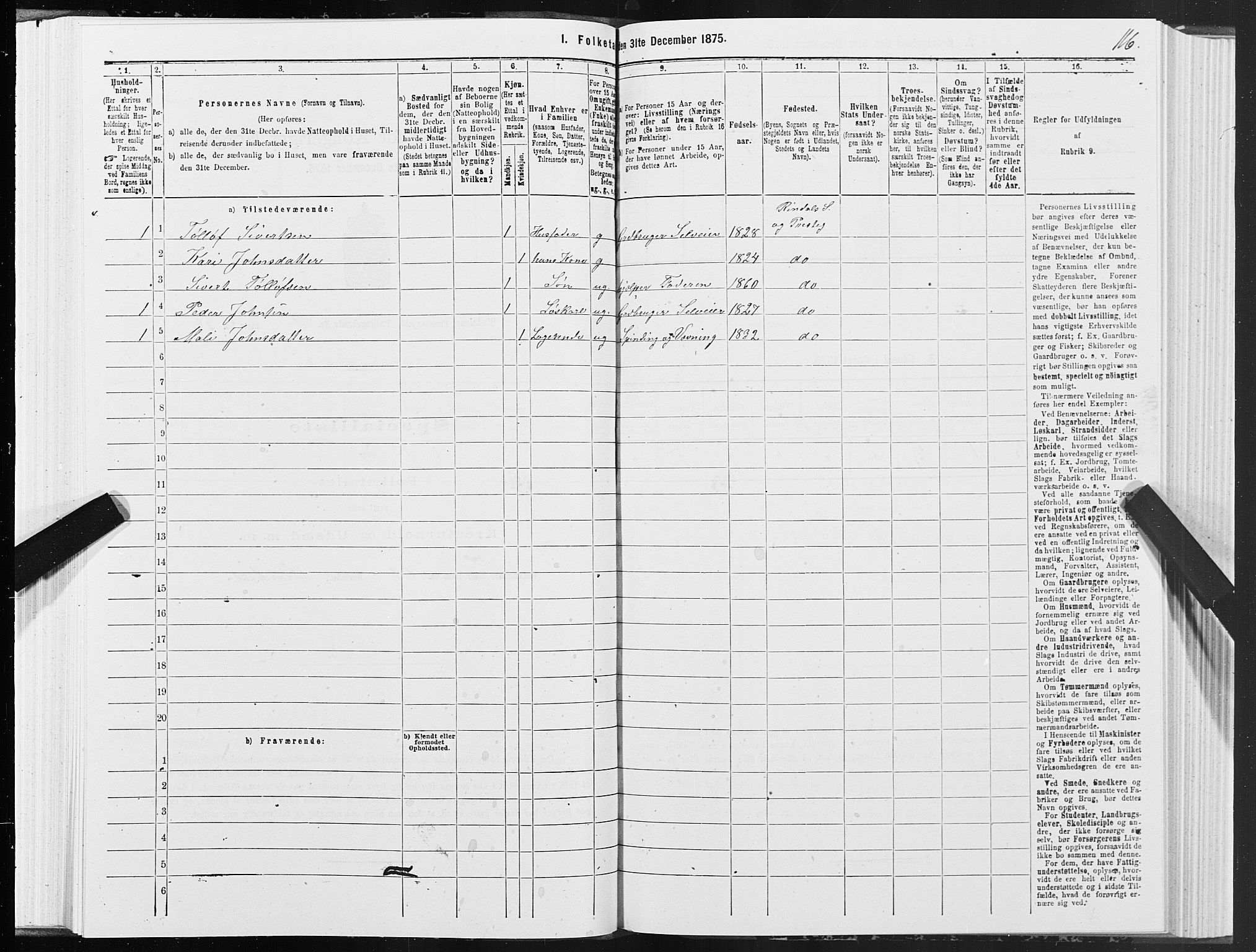 SAT, 1875 census for 1567P Rindal, 1875, p. 2116