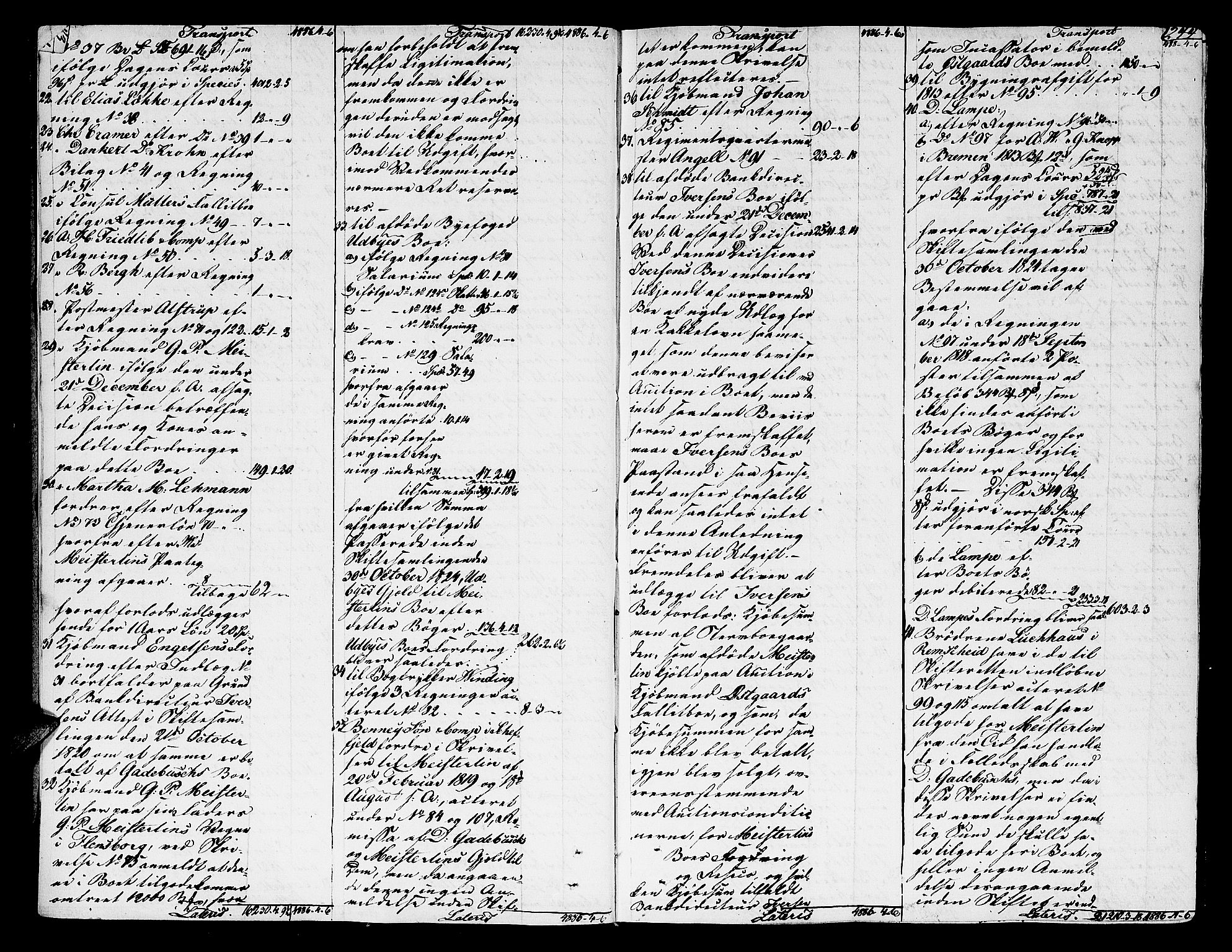 Trondheim byfogd, AV/SAT-A-0003/1/3/3A/L0027: Skifteprotokoll - gml.nr.22. (m/ register) U, 1825-1829, p. 243b-244a