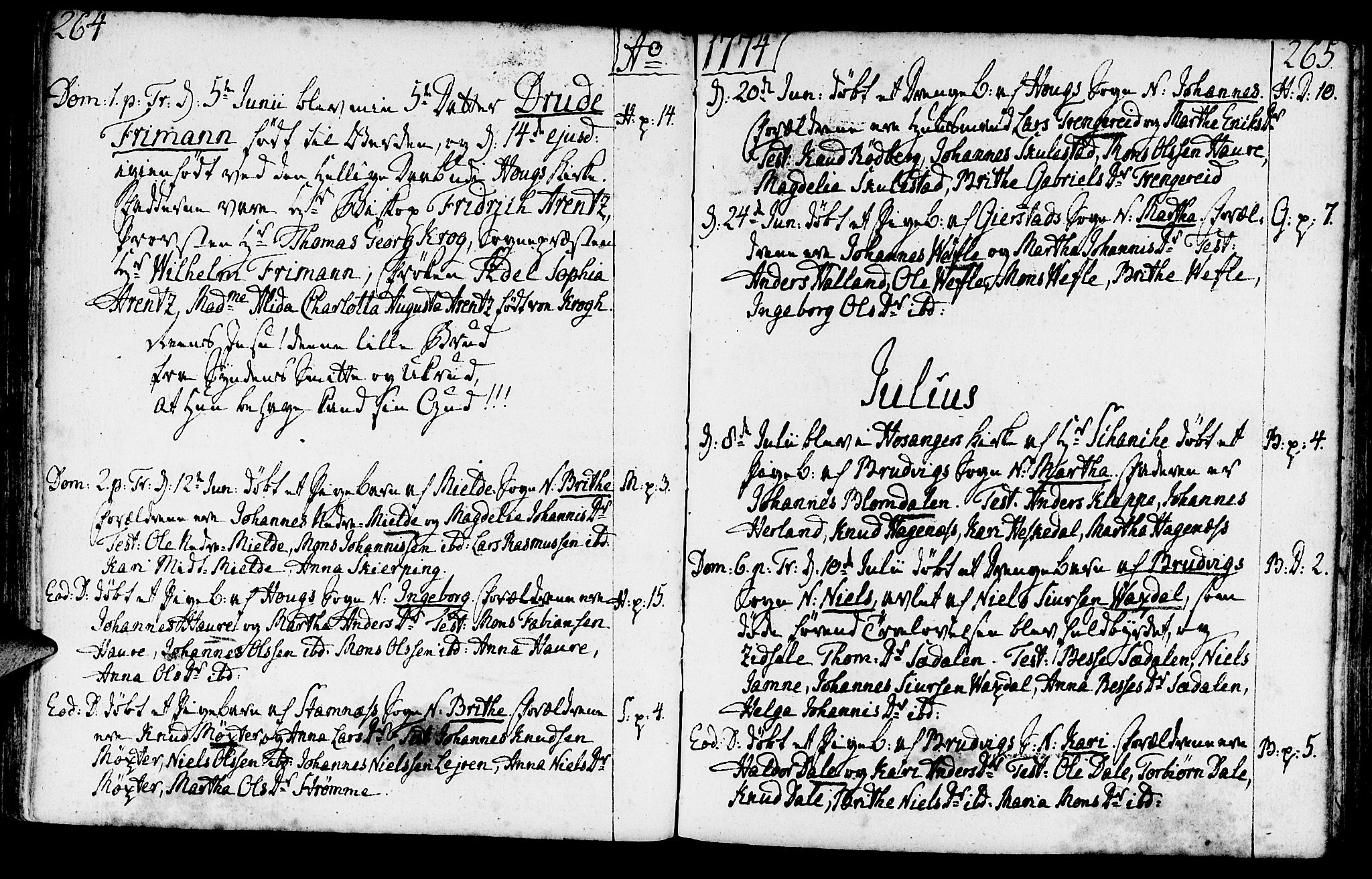 Haus sokneprestembete, AV/SAB-A-75601/H/Haa: Parish register (official) no. A 9, 1767-1781, p. 264-265