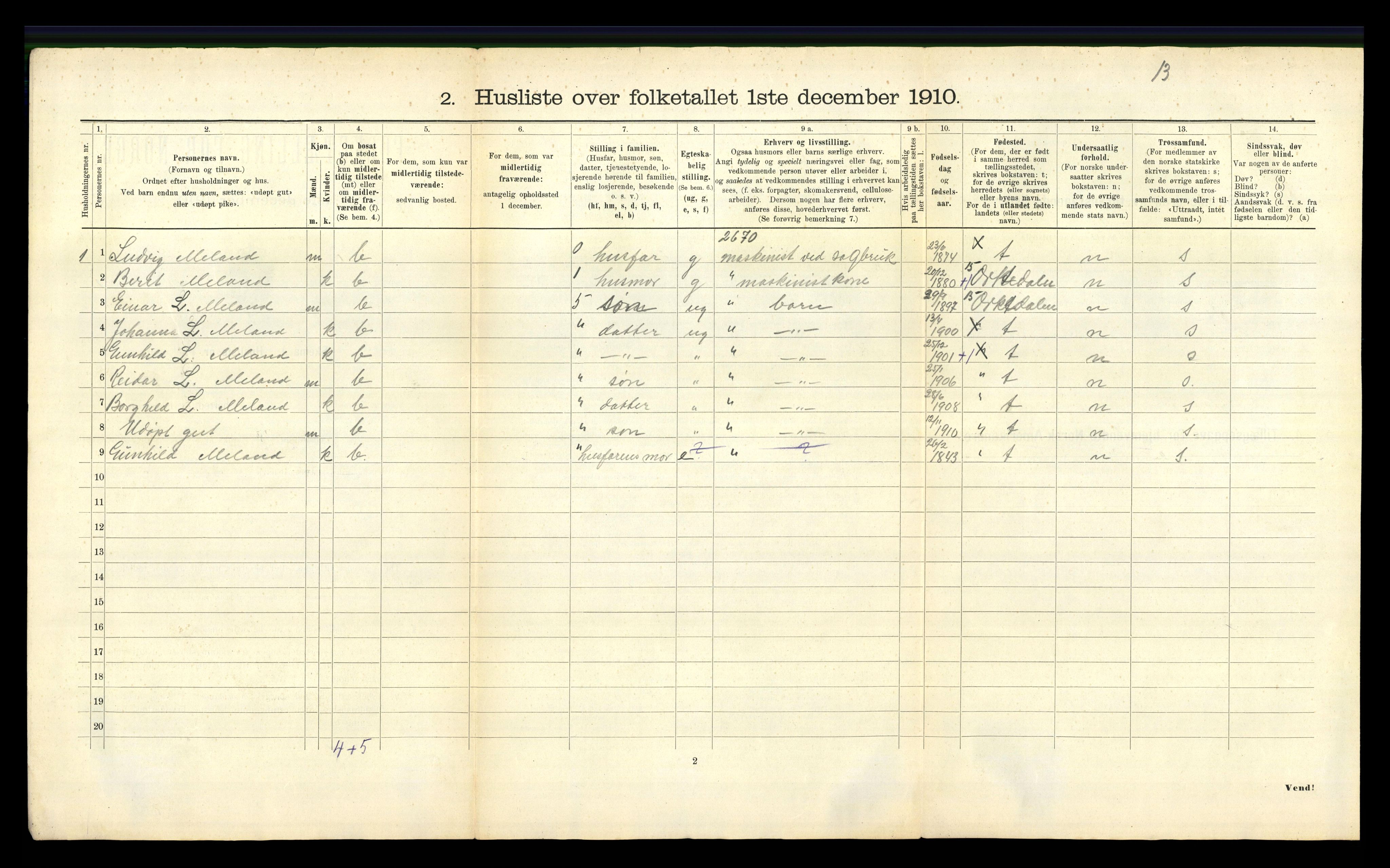 RA, 1910 census for Geitastrand, 1910, p. 23