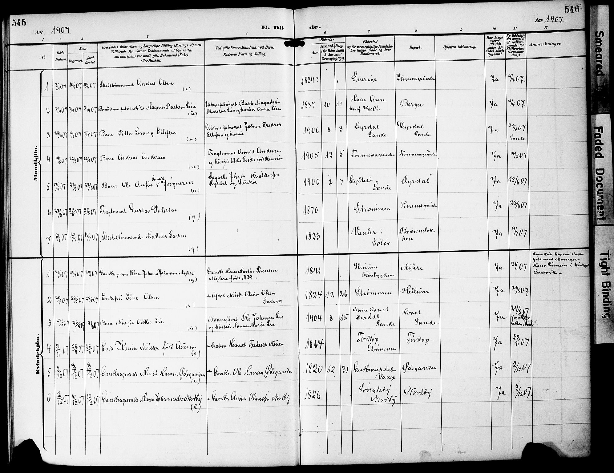 Strømm kirkebøker, AV/SAKO-A-322/G/Ga/L0004: Parish register (copy) no. I 4, 1897-1927, p. 545-546