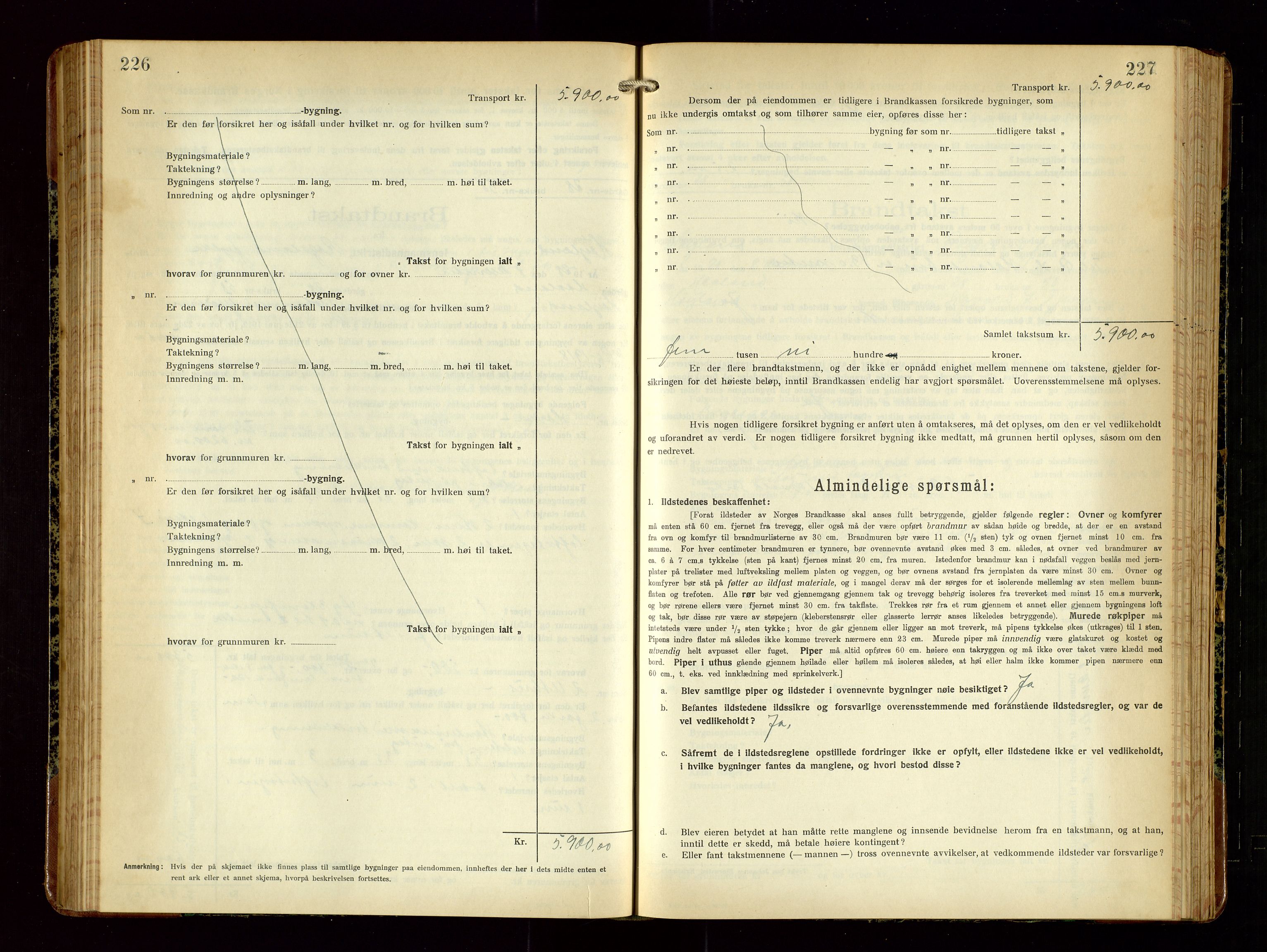 Høyland/Sandnes lensmannskontor, AV/SAST-A-100166/Gob/L0004: "Brandtakstprotokol", 1924-1933, p. 226-227