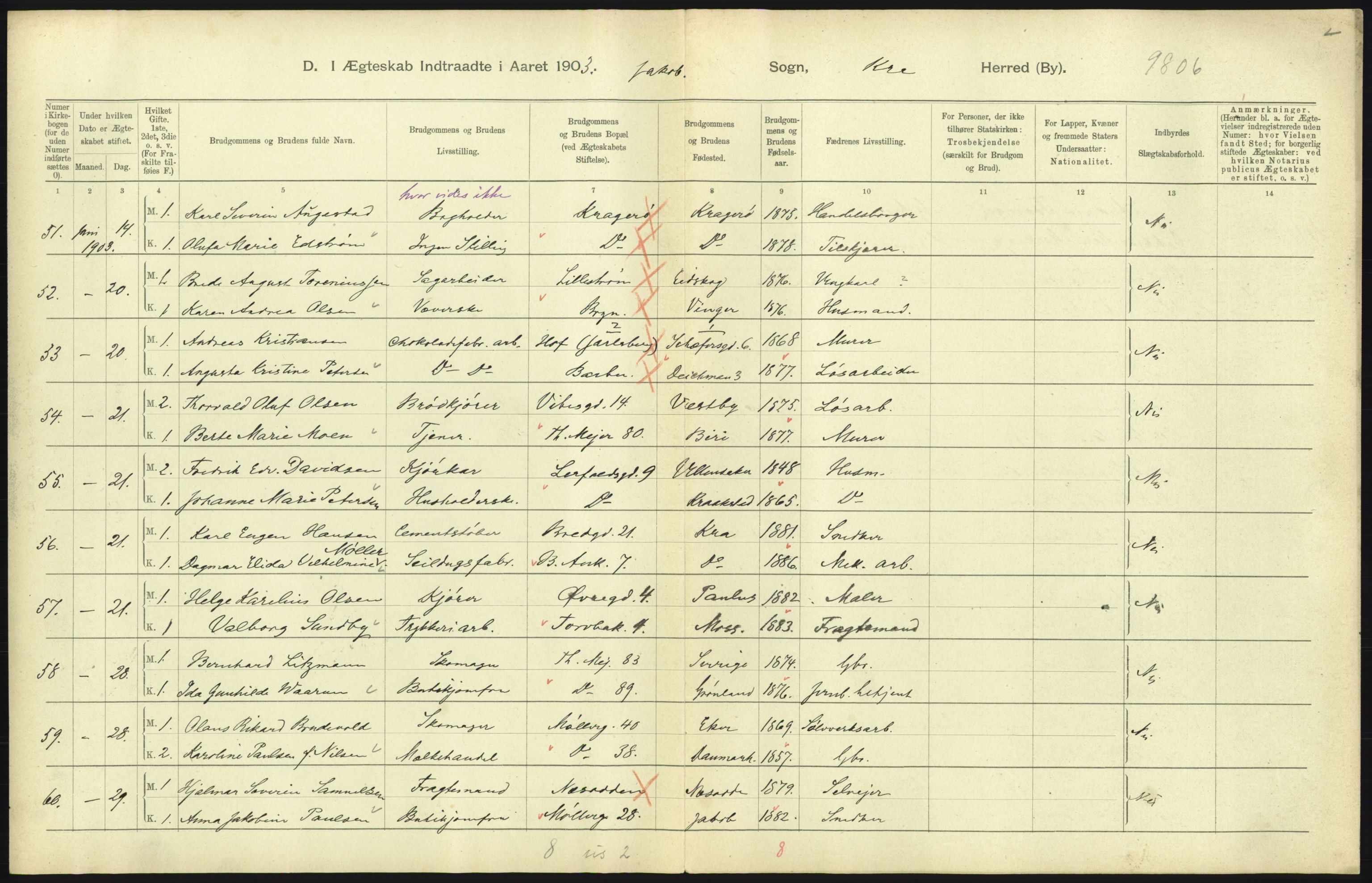 Statistisk sentralbyrå, Sosiodemografiske emner, Befolkning, AV/RA-S-2228/D/Df/Dfa/Dfaa/L0004: Kristiania: Gifte, døde, 1903, p. 563