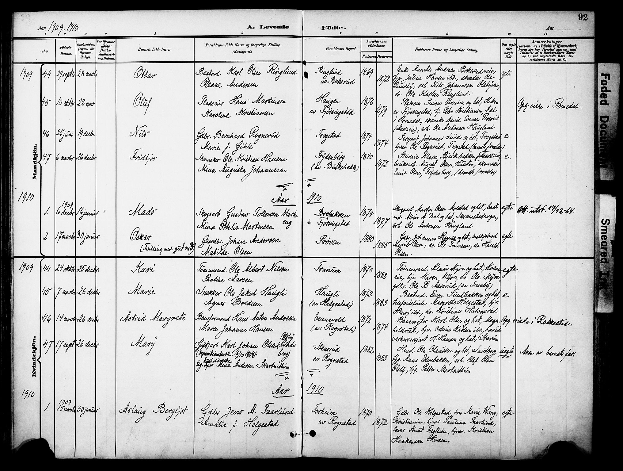 Østre Toten prestekontor, AV/SAH-PREST-104/H/Ha/Haa/L0009: Parish register (official) no. 9, 1897-1913, p. 92