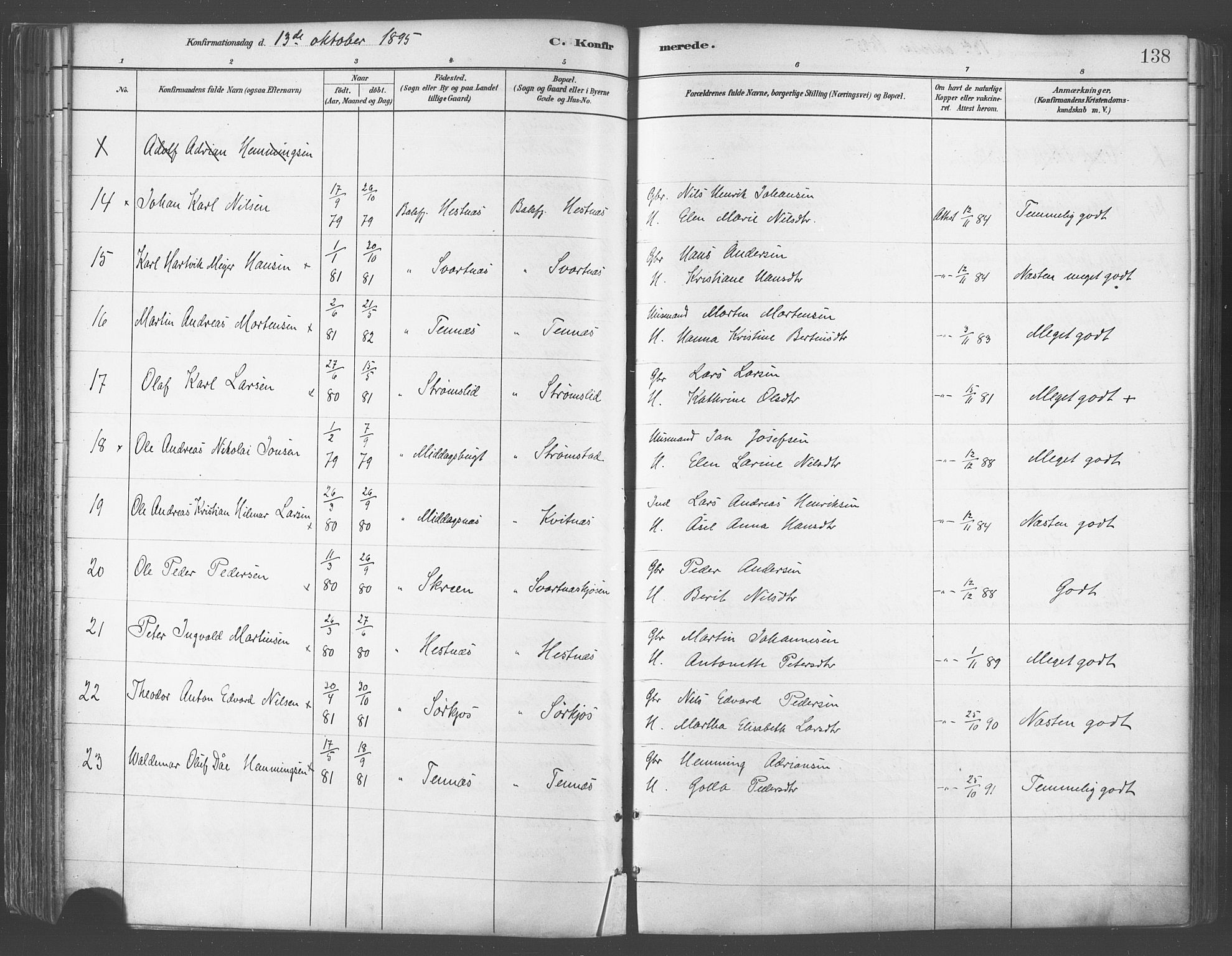 Balsfjord sokneprestembete, SATØ/S-1303/G/Ga/L0005kirke: Parish register (official) no. 5, 1884-1897, p. 138