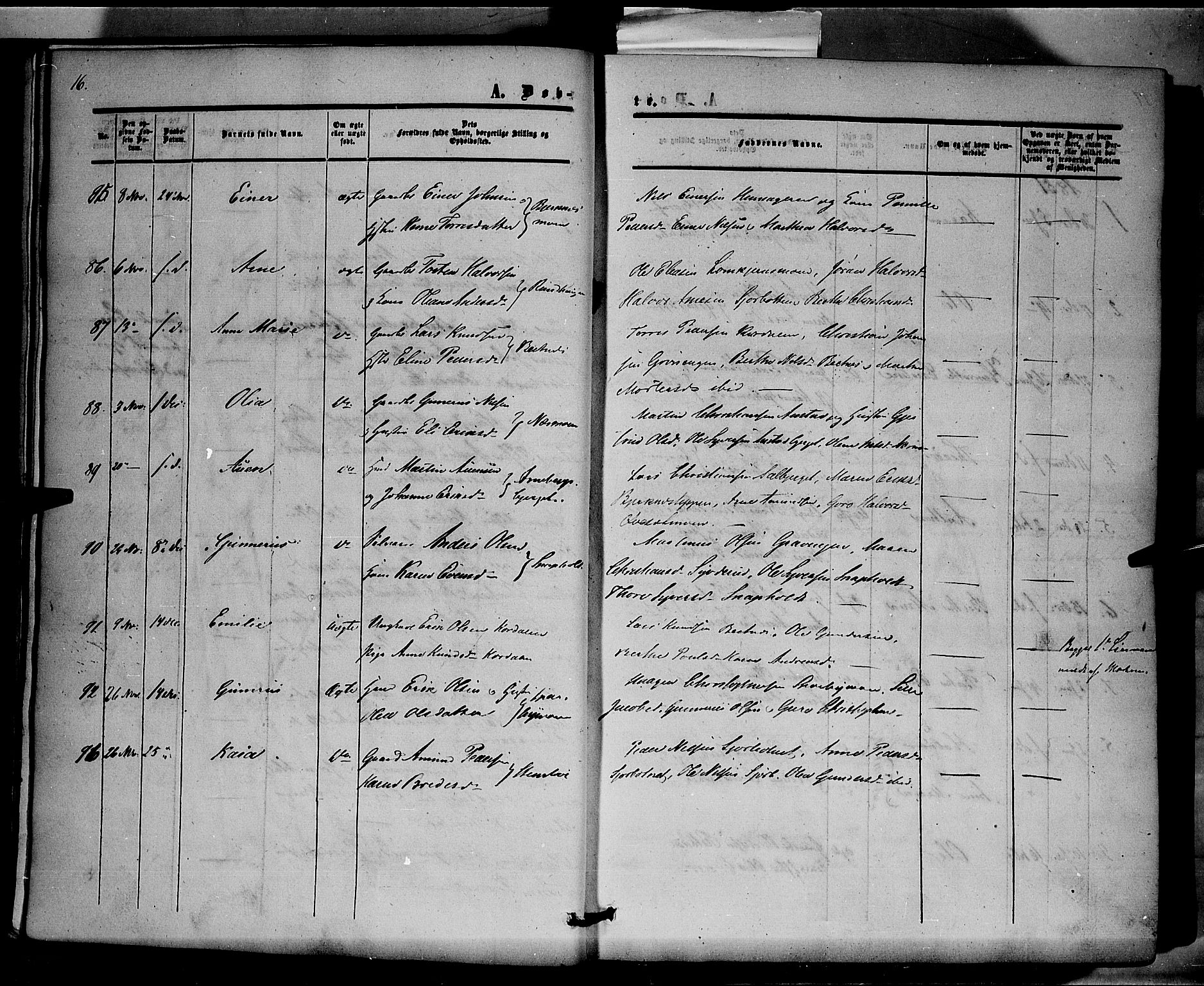 Hof prestekontor, AV/SAH-PREST-038/H/Ha/Haa/L0008: Parish register (official) no. 8, 1849-1861, p. 16