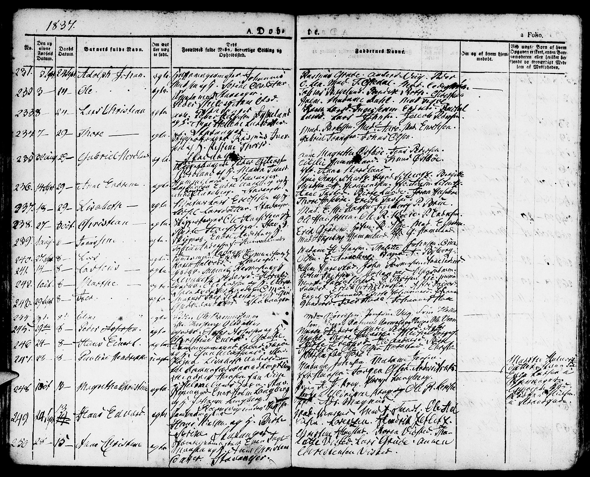 Domkirken sokneprestkontor, AV/SAST-A-101812/001/30/30BA/L0011: Parish register (official) no. A 11, 1832-1856