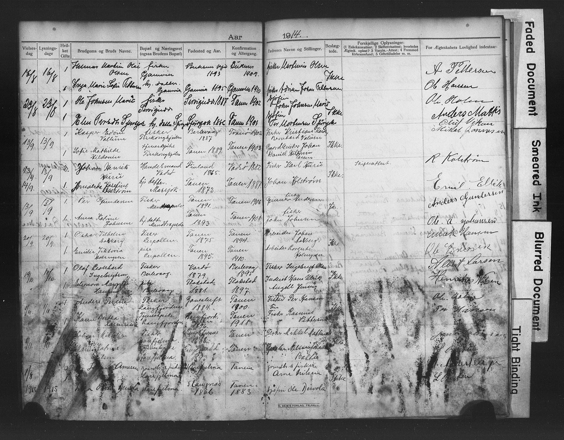 Tana sokneprestkontor, SATØ/S-1334/I/Ib/L0037/0003: Banns register no. 37.3, 1914-1917