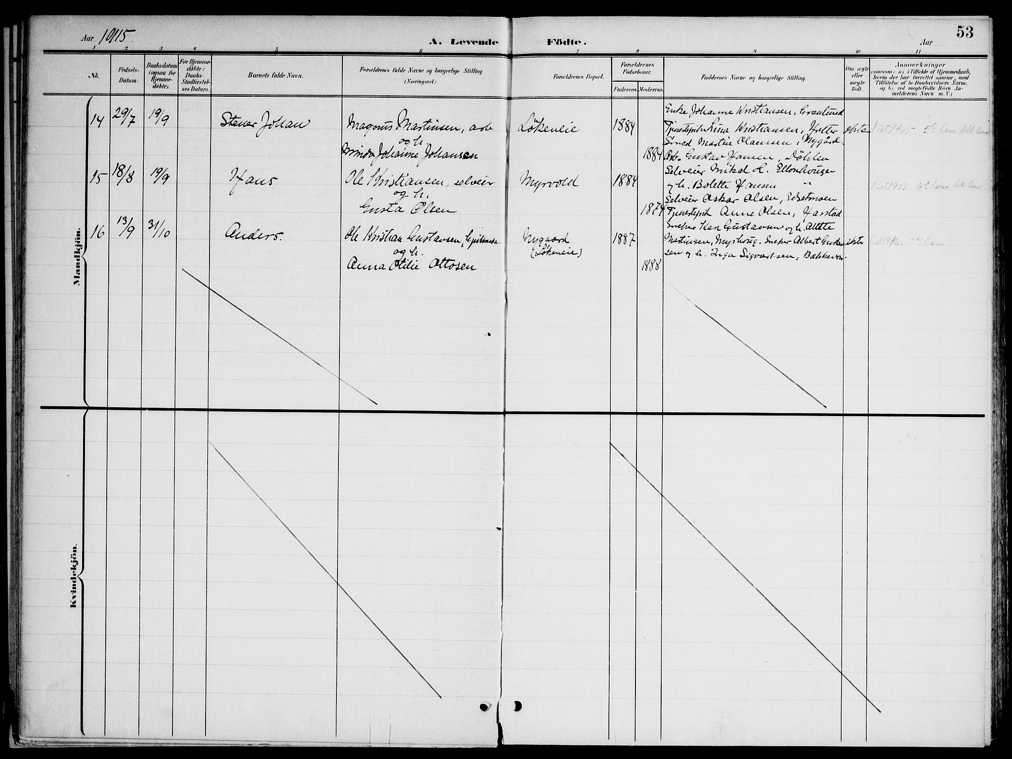 Nannestad prestekontor Kirkebøker, AV/SAO-A-10414a/G/Gb/L0001: Parish register (copy) no. II 1, 1901-1917, p. 53