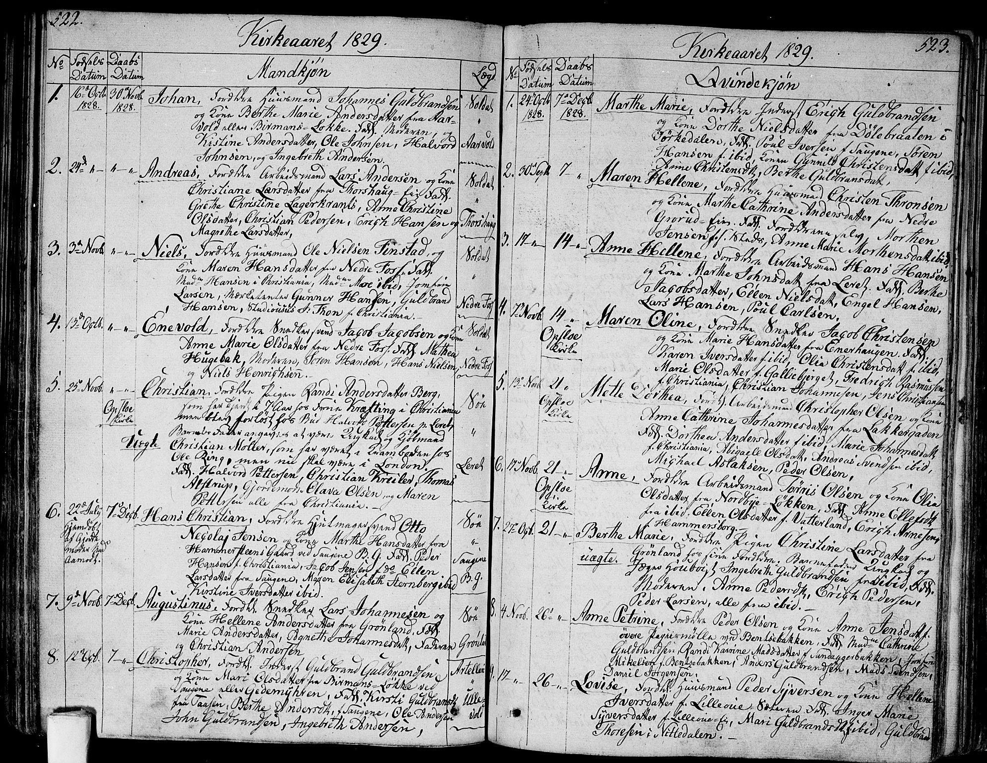 Aker prestekontor kirkebøker, SAO/A-10861/G/L0004: Parish register (copy) no. 4, 1819-1829, p. 522-523