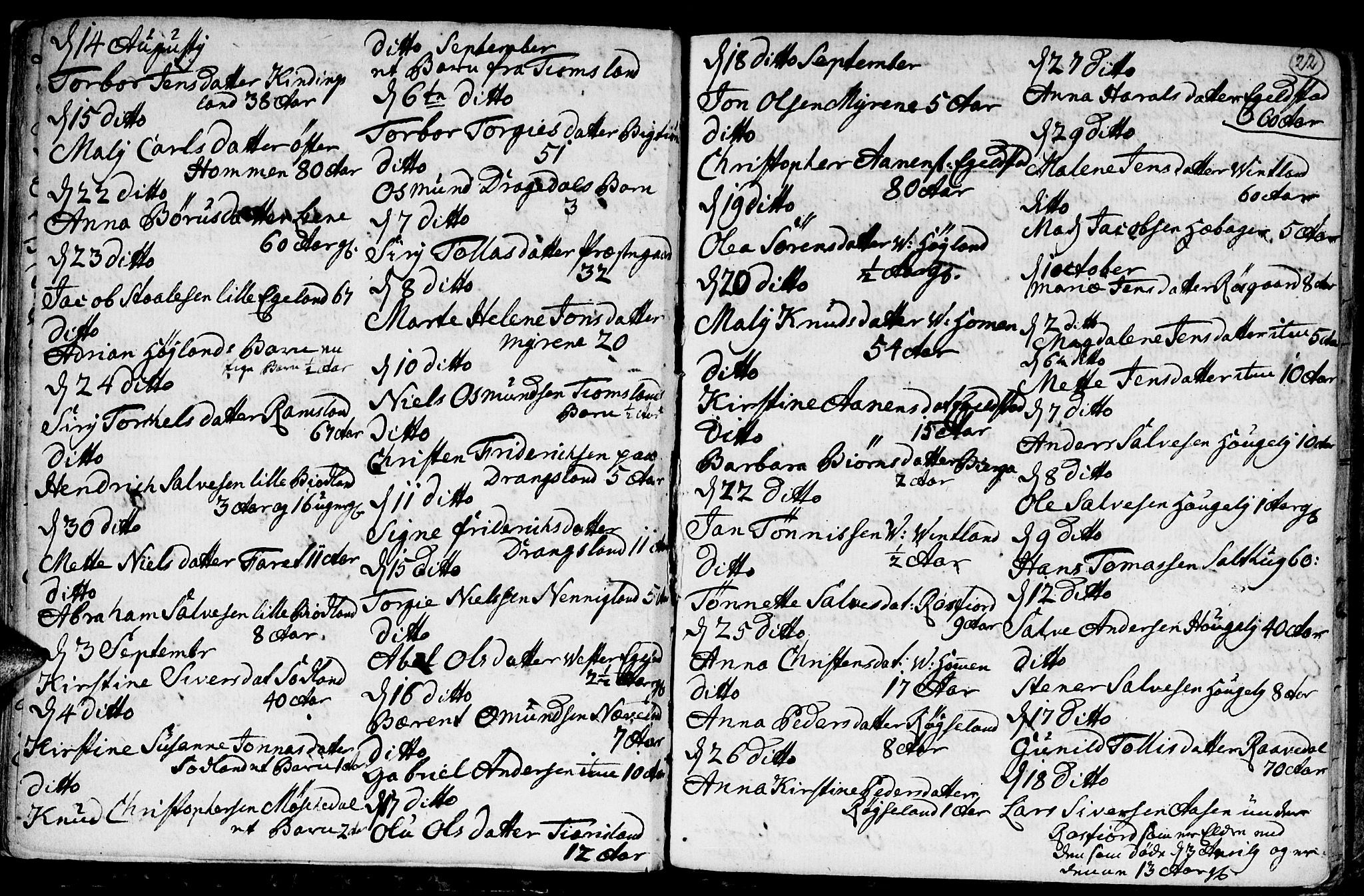 Lyngdal sokneprestkontor, AV/SAK-1111-0029/F/Fa/Fac/L0003: Parish register (official) no. A 3, 1750-1803, p. 22