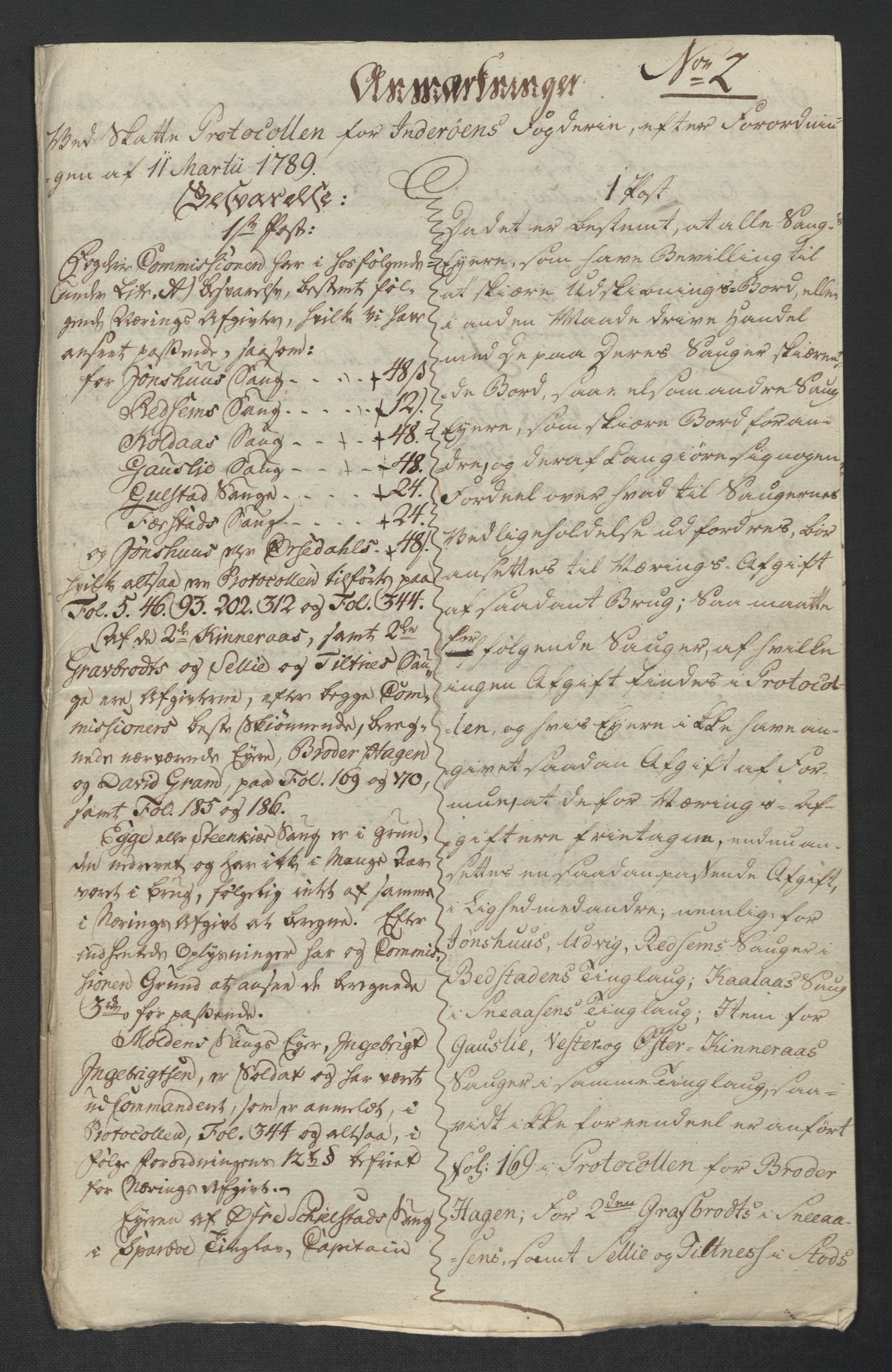 Rentekammeret inntil 1814, Reviderte regnskaper, Mindre regnskaper, RA/EA-4068/Rf/Rfe/L0017: Inderøy fogderi, Jarlsberg grevskap, 1789, p. 13