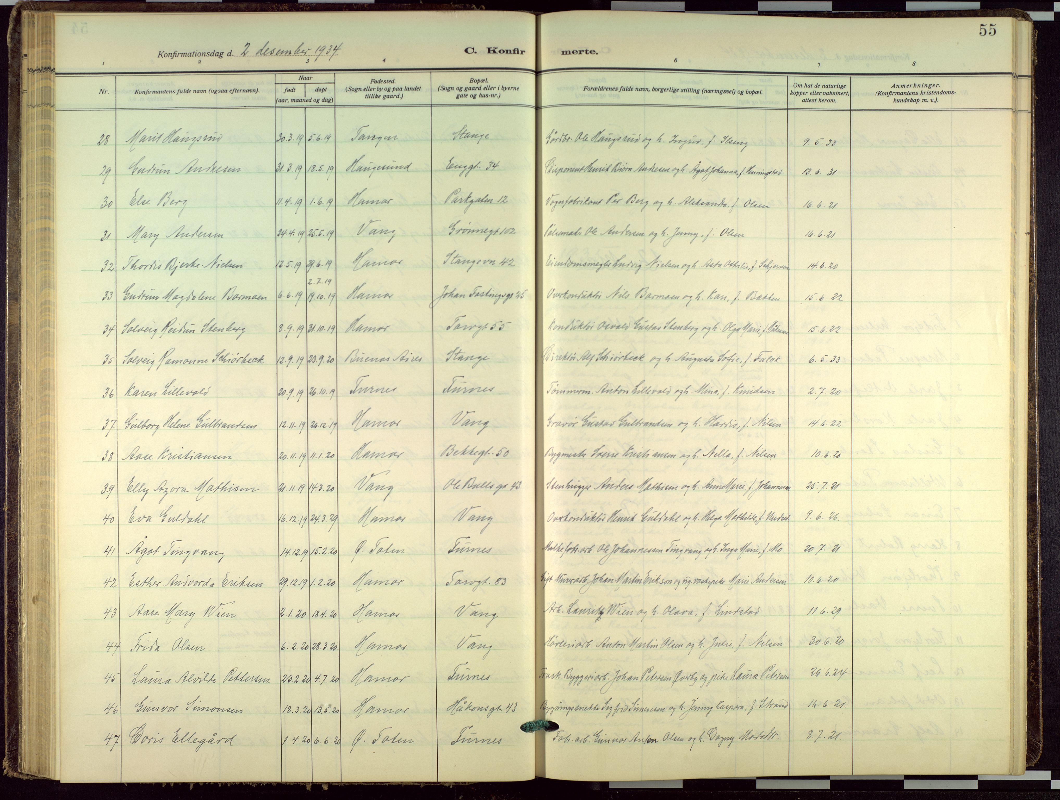 Hamar prestekontor, AV/SAH-DOMPH-002/H/Ha/Haa/L0005: Parish register (official) no. 5, 1929-1958, p. 55