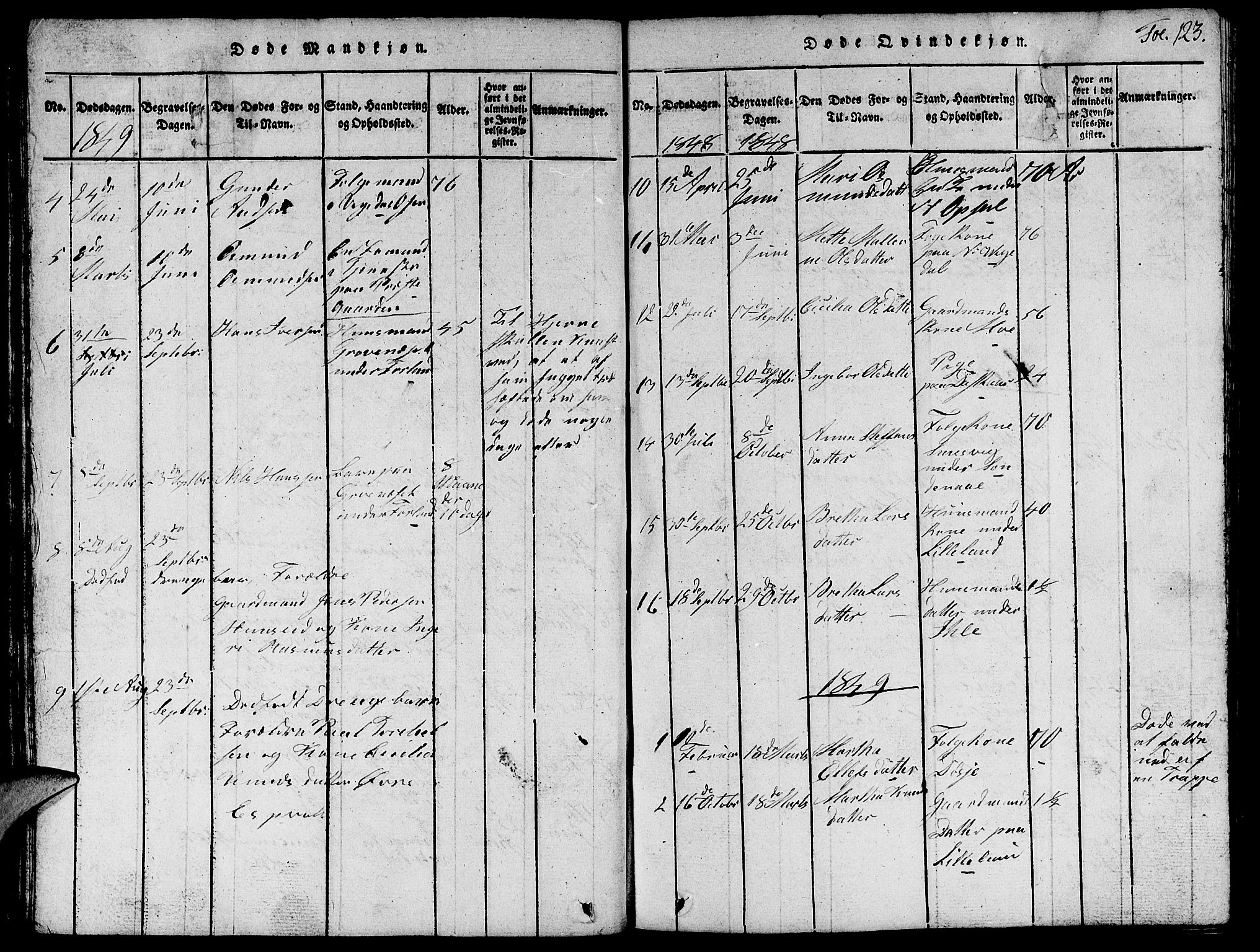 Vikedal sokneprestkontor, AV/SAST-A-101840/01/V: Parish register (copy) no. B 1, 1816-1853, p. 123