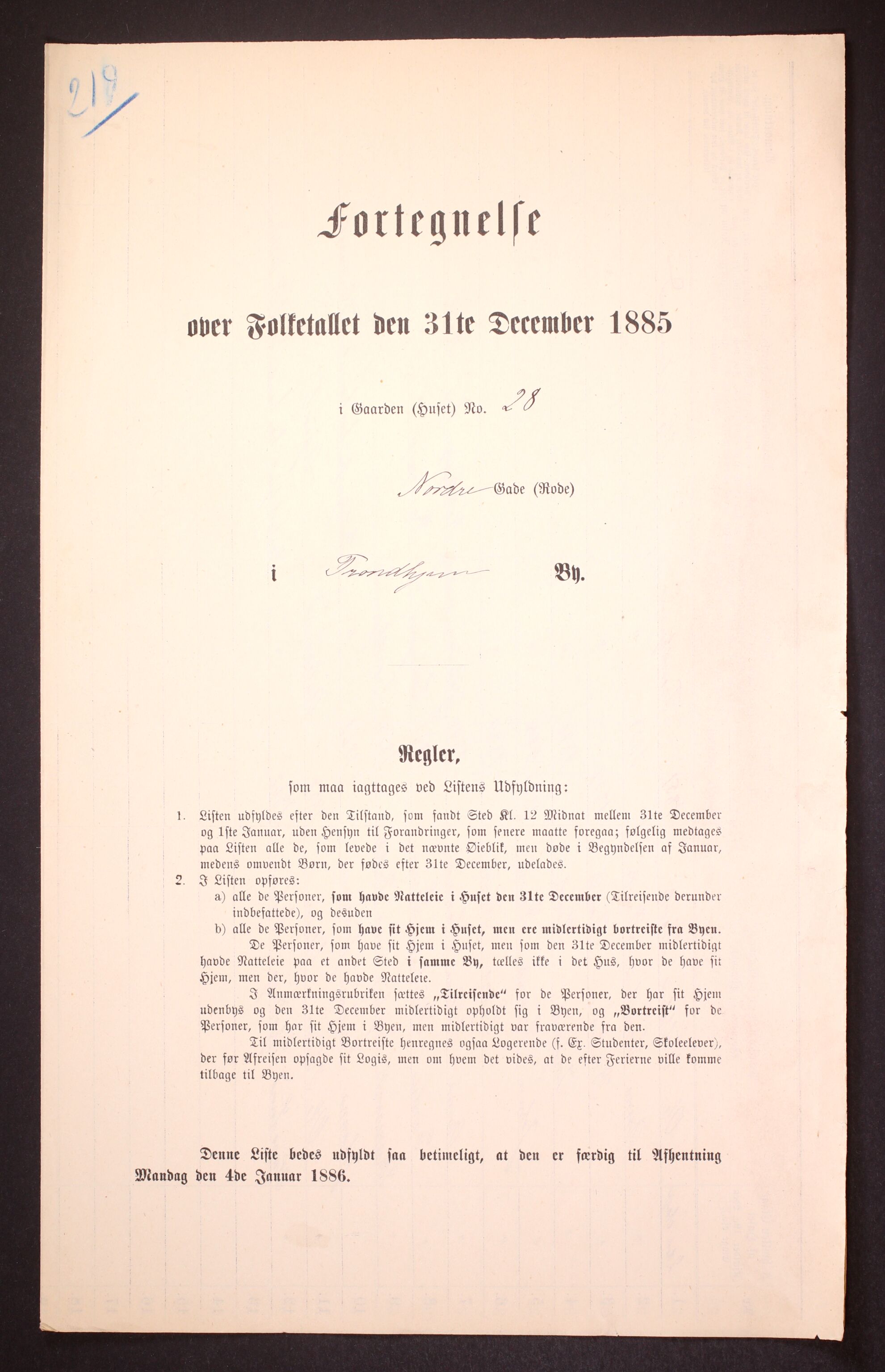 SAT, 1885 census for 1601 Trondheim, 1885, p. 1564