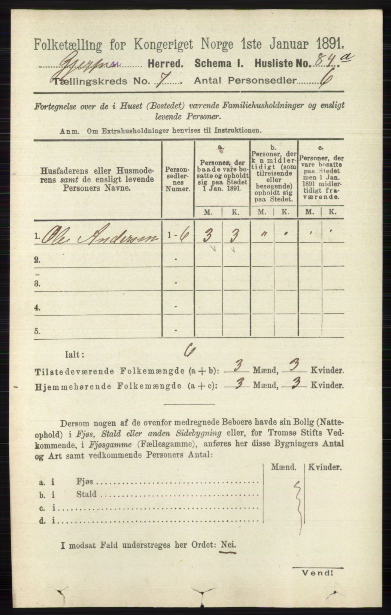 RA, 1891 census for 0812 Gjerpen, 1891, p. 3391