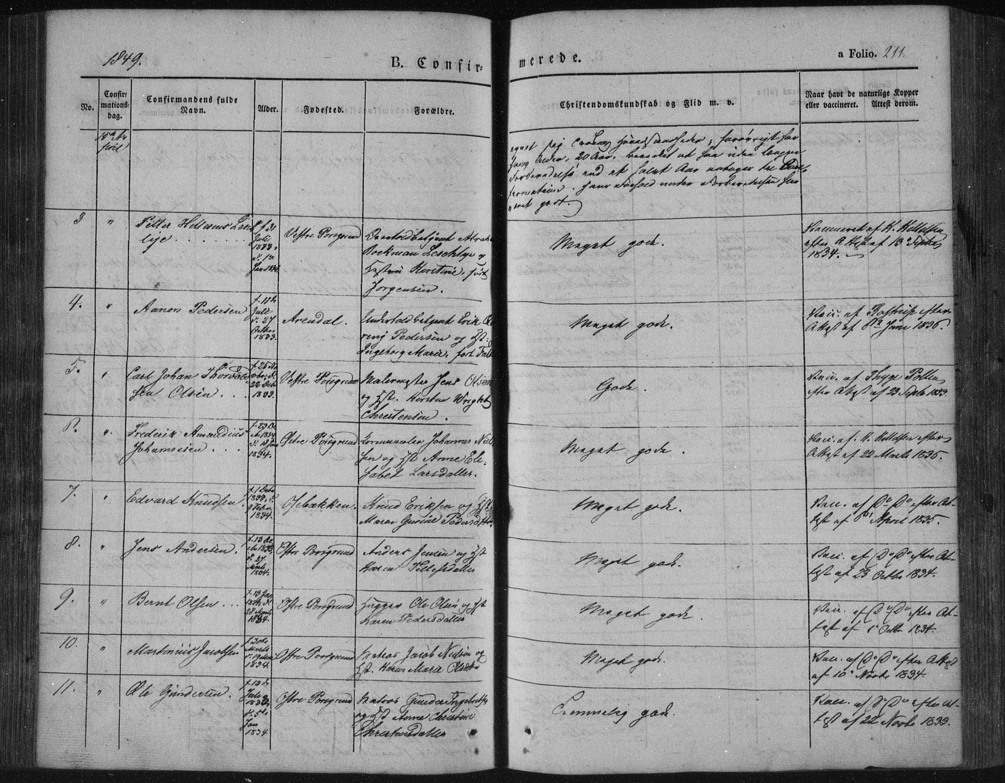 Porsgrunn kirkebøker , SAKO/A-104/F/Fa/L0006: Parish register (official) no. 6, 1841-1857, p. 211