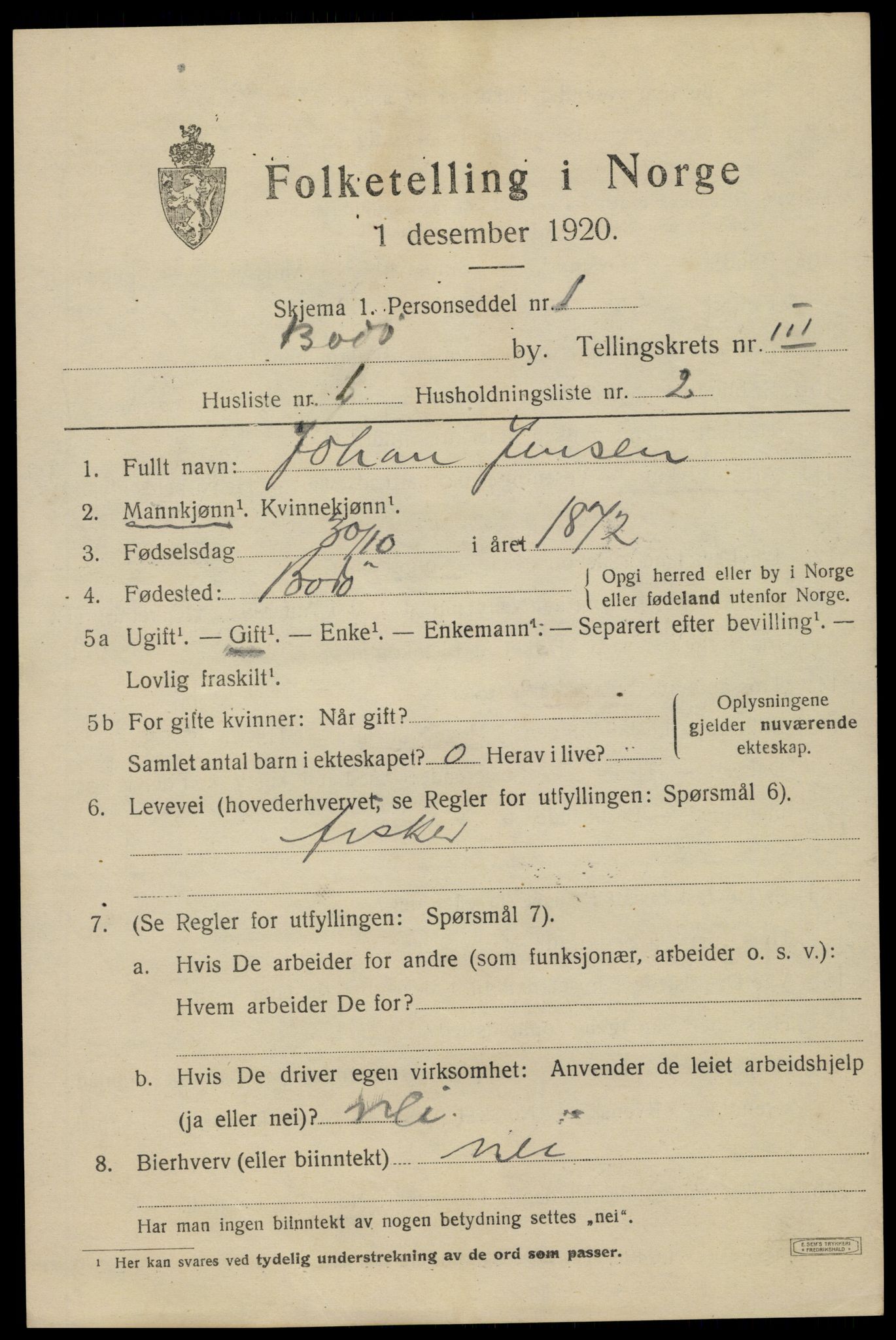 SAT, 1920 census for Bodø, 1920, p. 5681