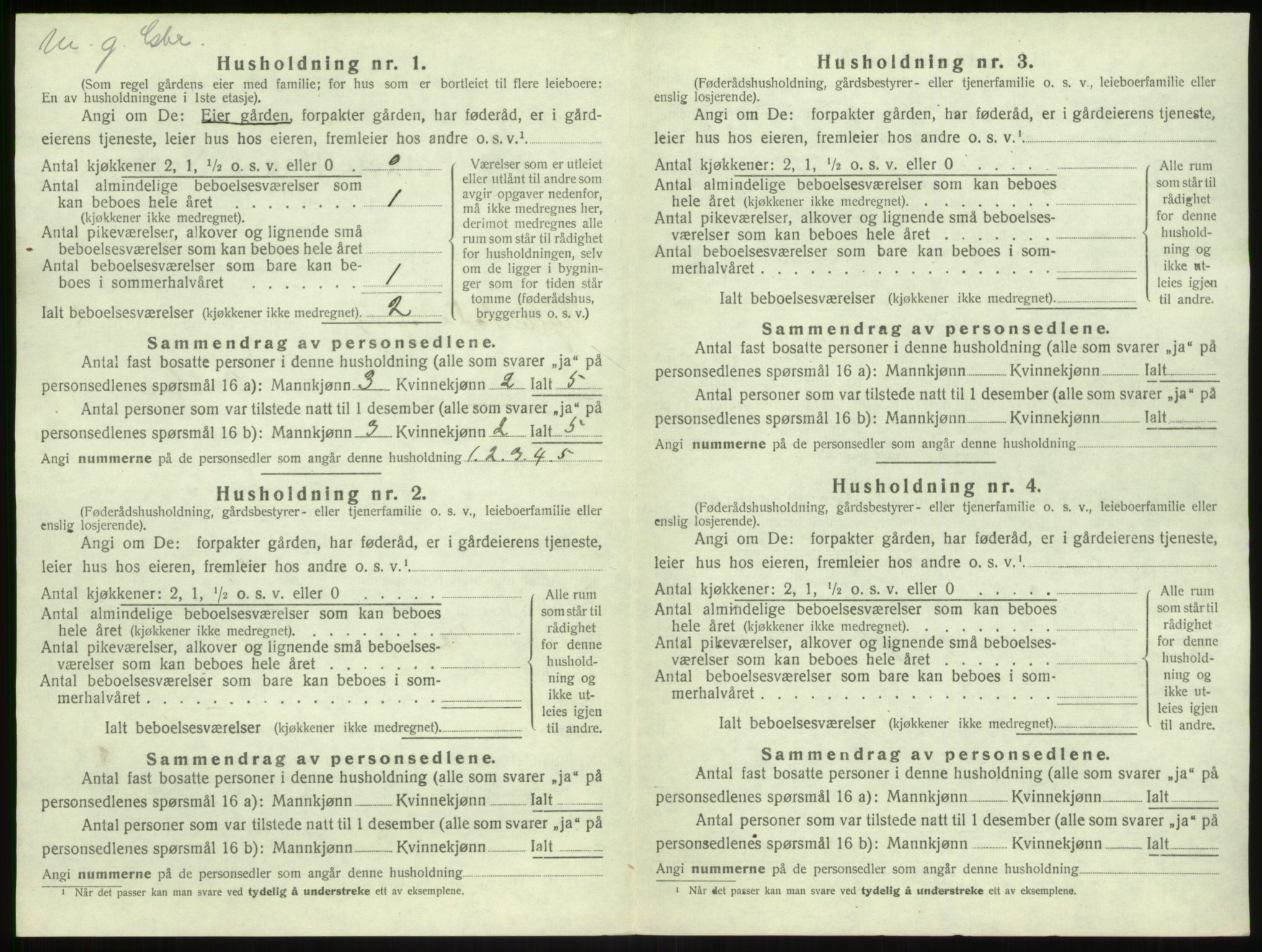 SAB, 1920 census for Hyllestad, 1920, p. 139