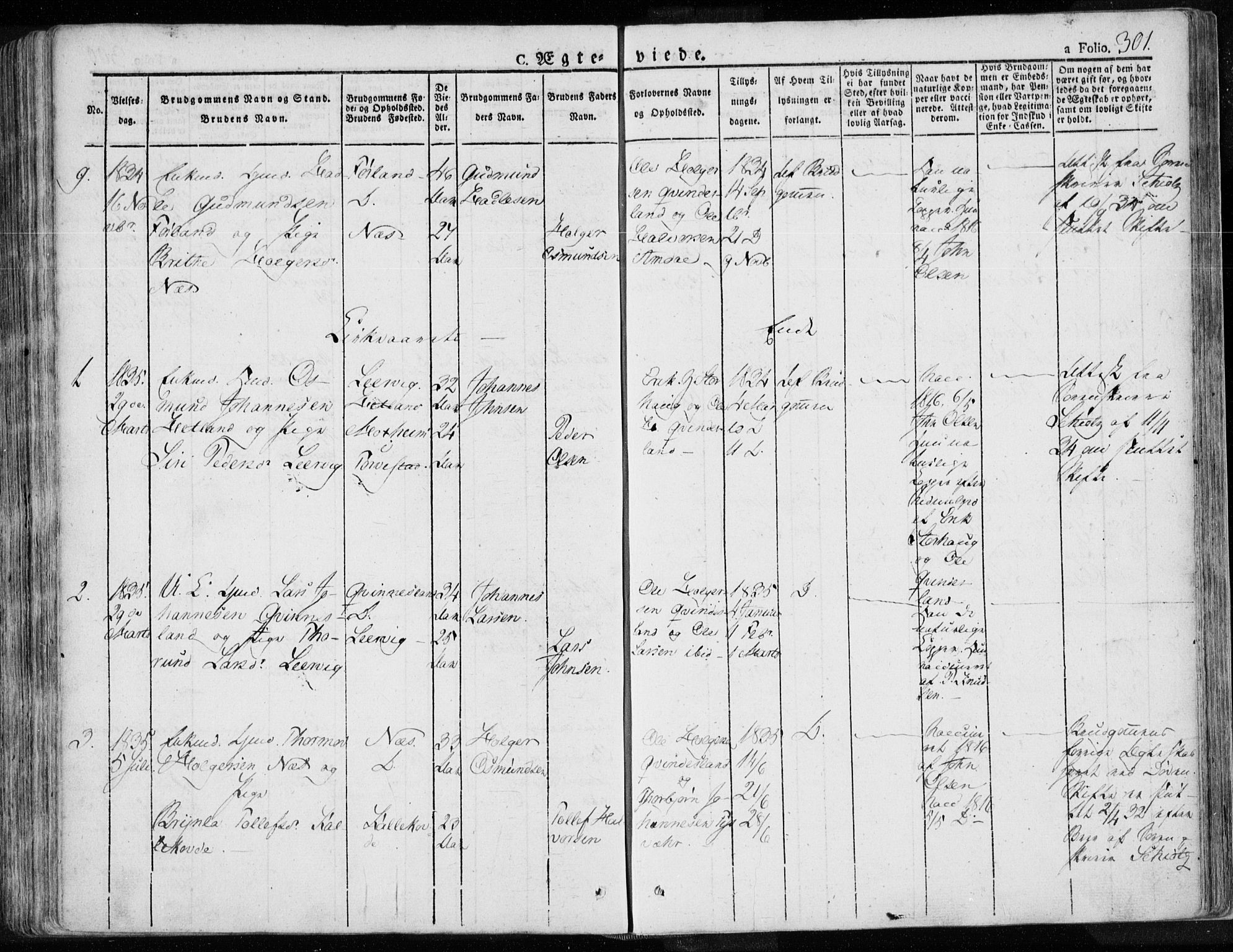 Tysvær sokneprestkontor, SAST/A -101864/H/Ha/Haa/L0001: Parish register (official) no. A 1.1, 1831-1856, p. 301