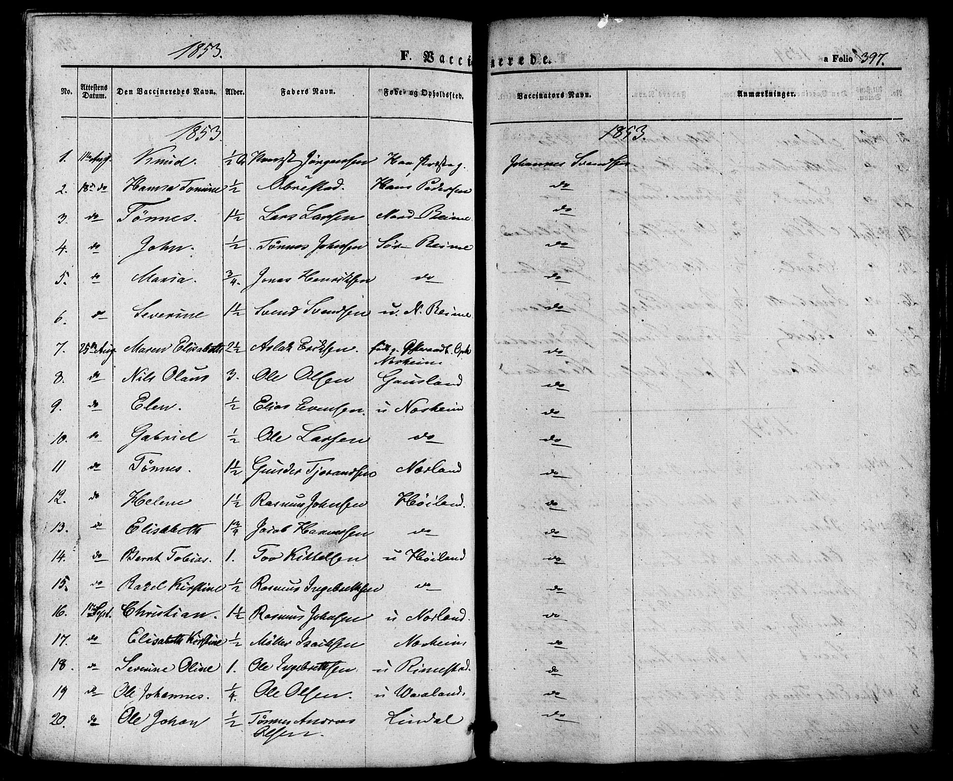 Hå sokneprestkontor, AV/SAST-A-101801/001/30BA/L0008: Parish register (official) no. A 7, 1853-1878, p. 397