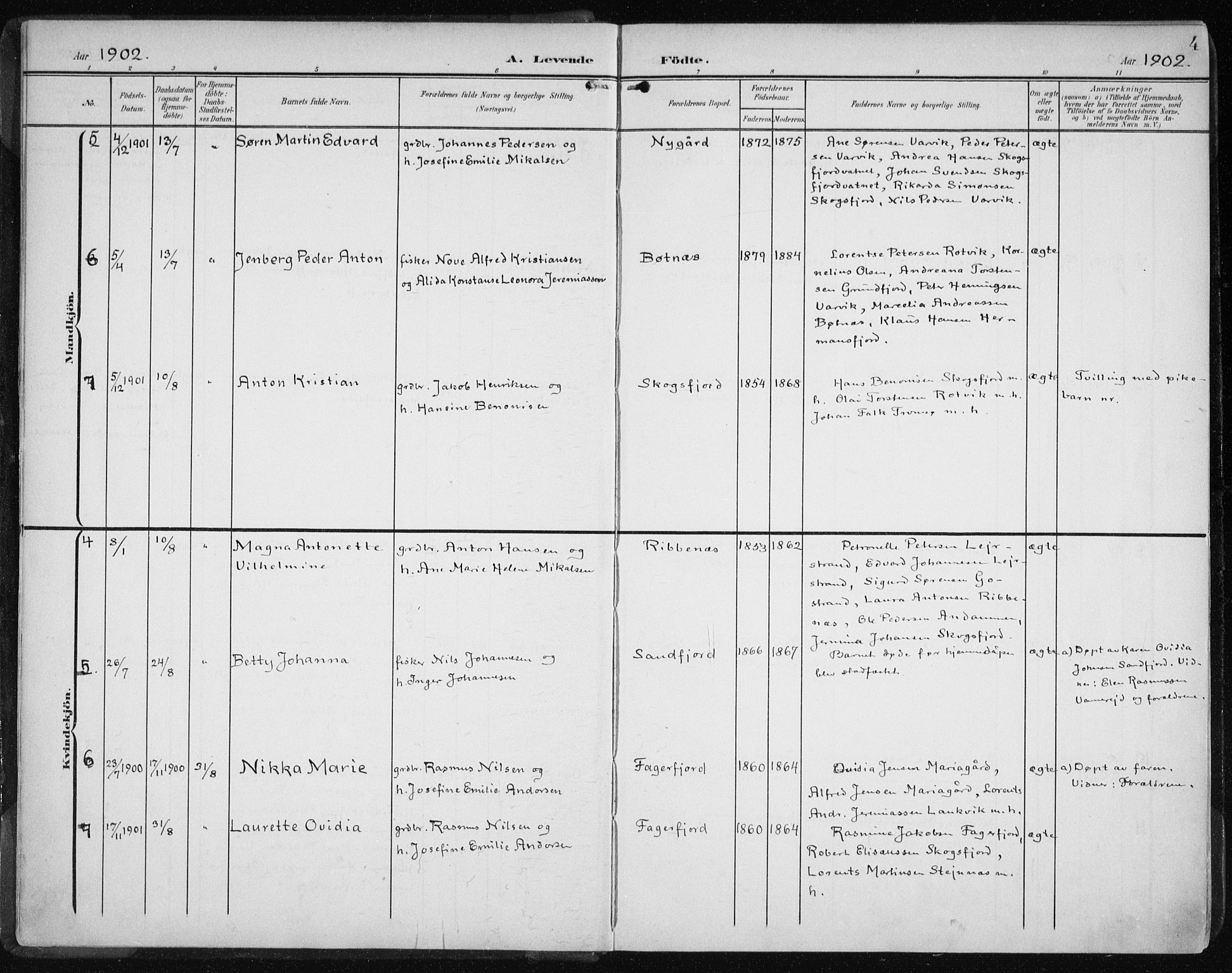 Karlsøy sokneprestembete, AV/SATØ-S-1299/H/Ha/Haa/L0013kirke: Parish register (official) no. 13, 1902-1916, p. 4