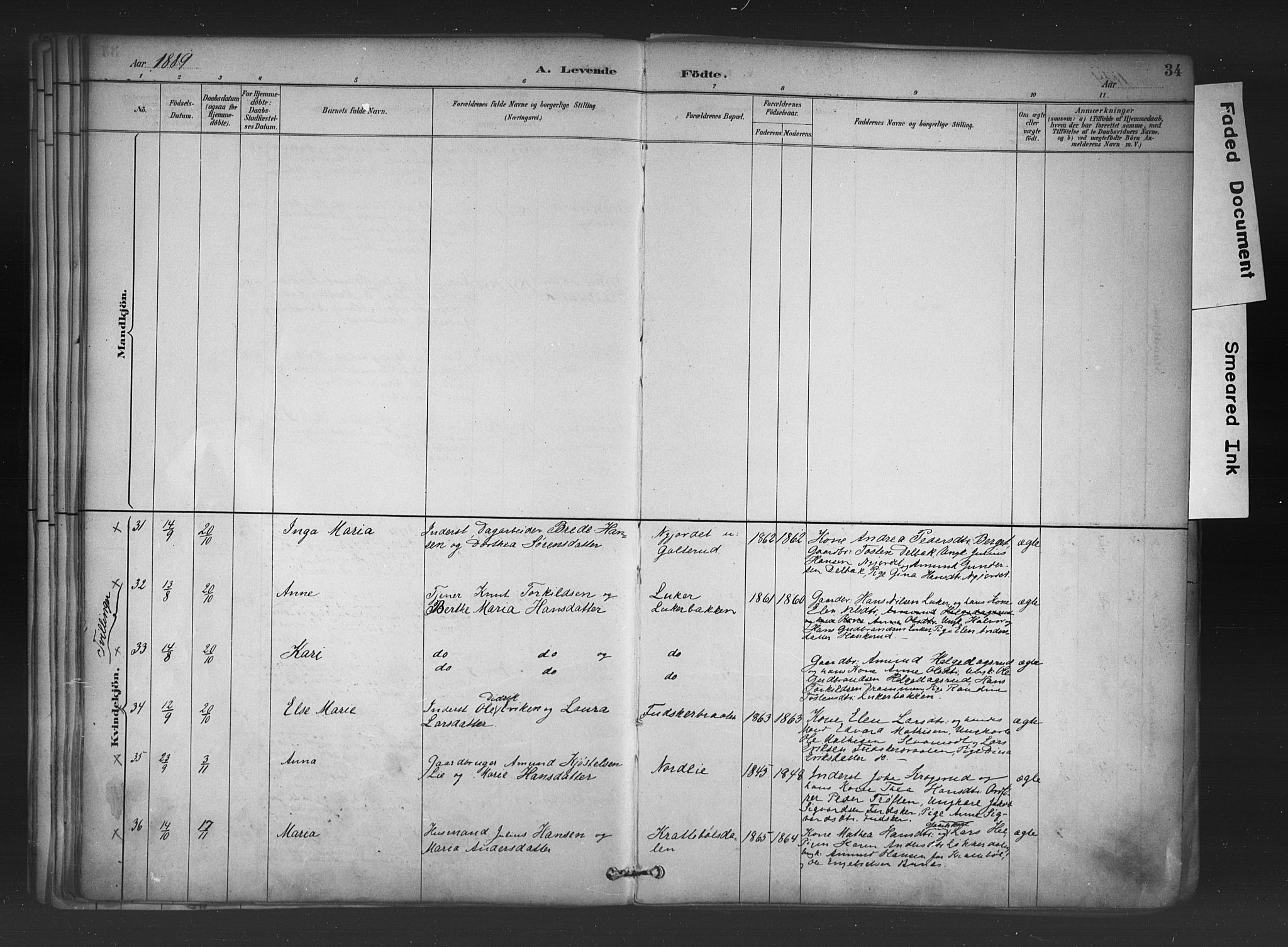 Nord-Odal prestekontor, AV/SAH-PREST-032/H/Ha/Haa/L0006: Parish register (official) no. 6, 1886-1901, p. 34