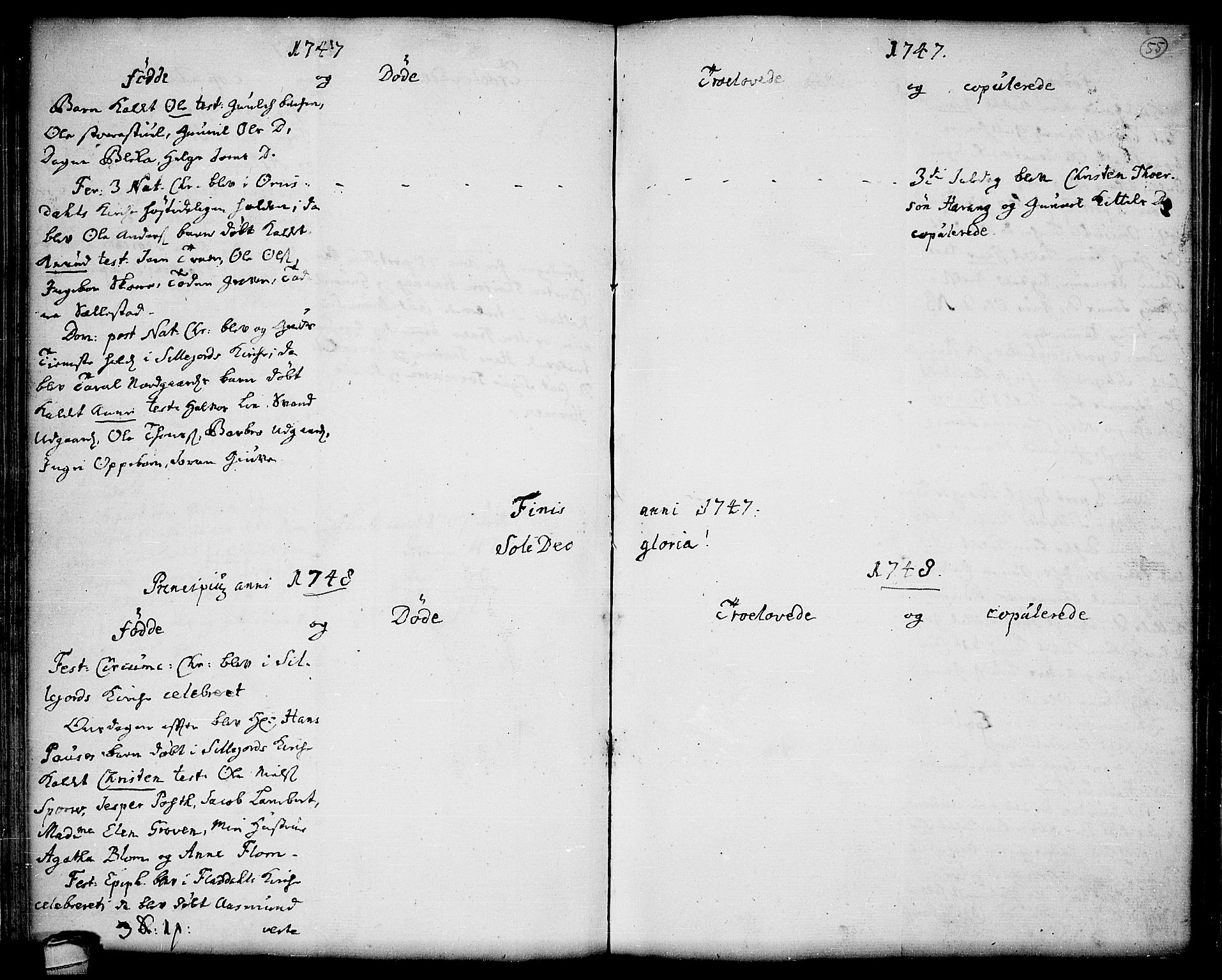 Seljord kirkebøker, SAKO/A-20/F/Fa/L0006: Parish register (official) no. I 6, 1744-1755, p. 55