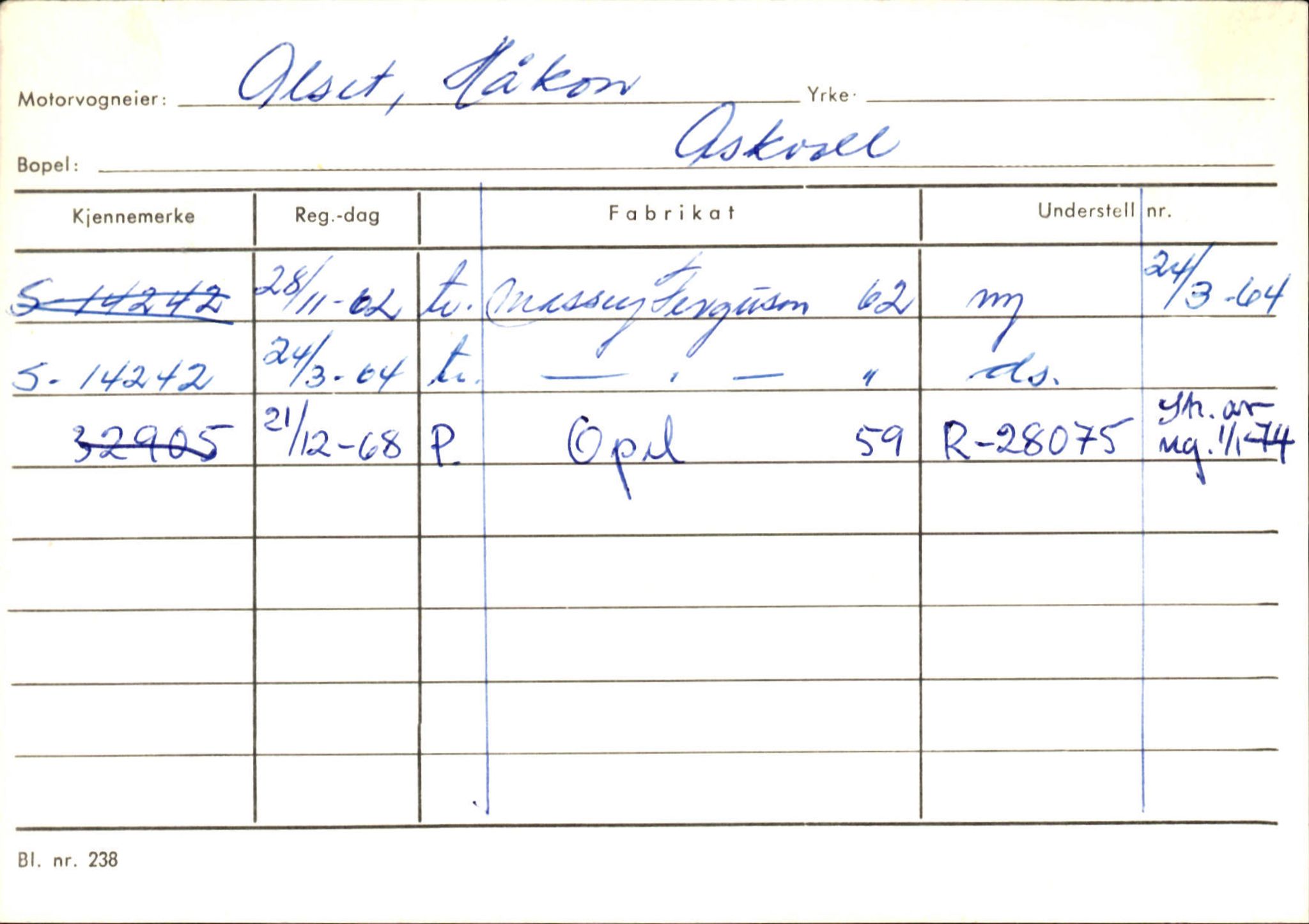 Statens vegvesen, Sogn og Fjordane vegkontor, SAB/A-5301/4/F/L0132: Eigarregister Askvoll A-Å. Balestrand A-Å, 1945-1975, p. 950