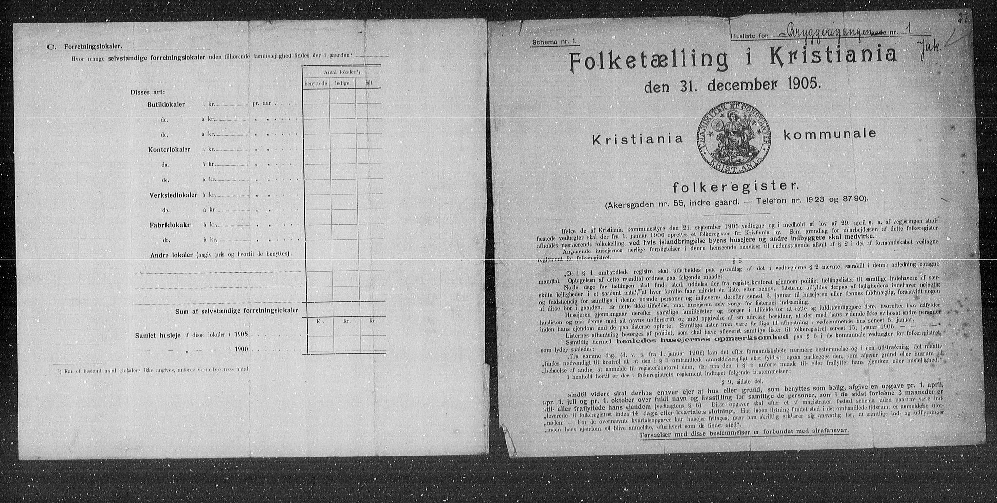 OBA, Municipal Census 1905 for Kristiania, 1905, p. 5047