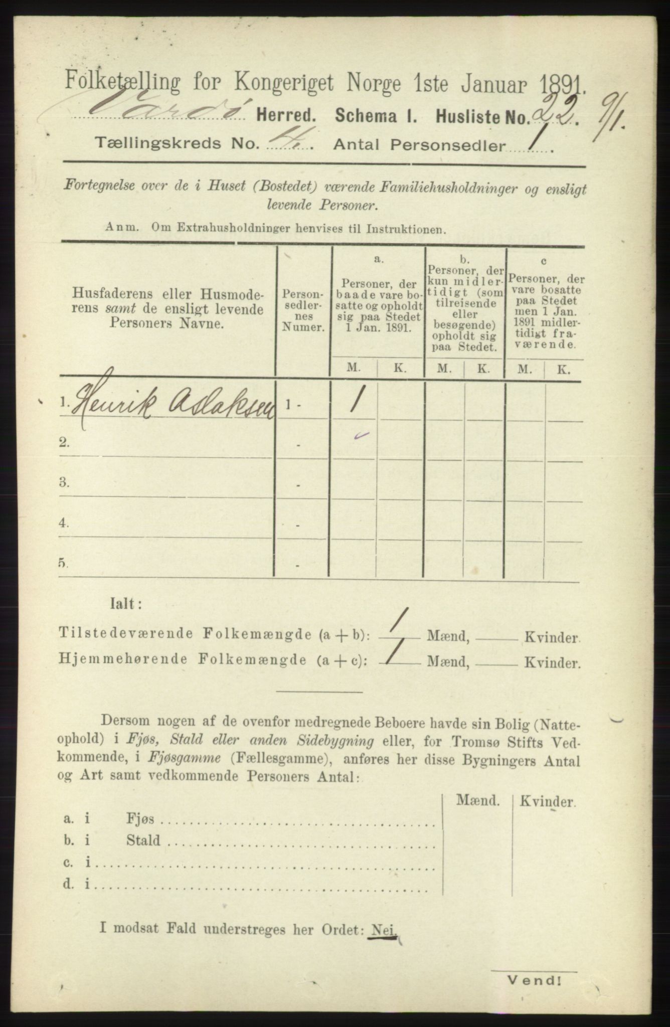 RA, 1891 census for 2028 Vardø, 1891, p. 1076