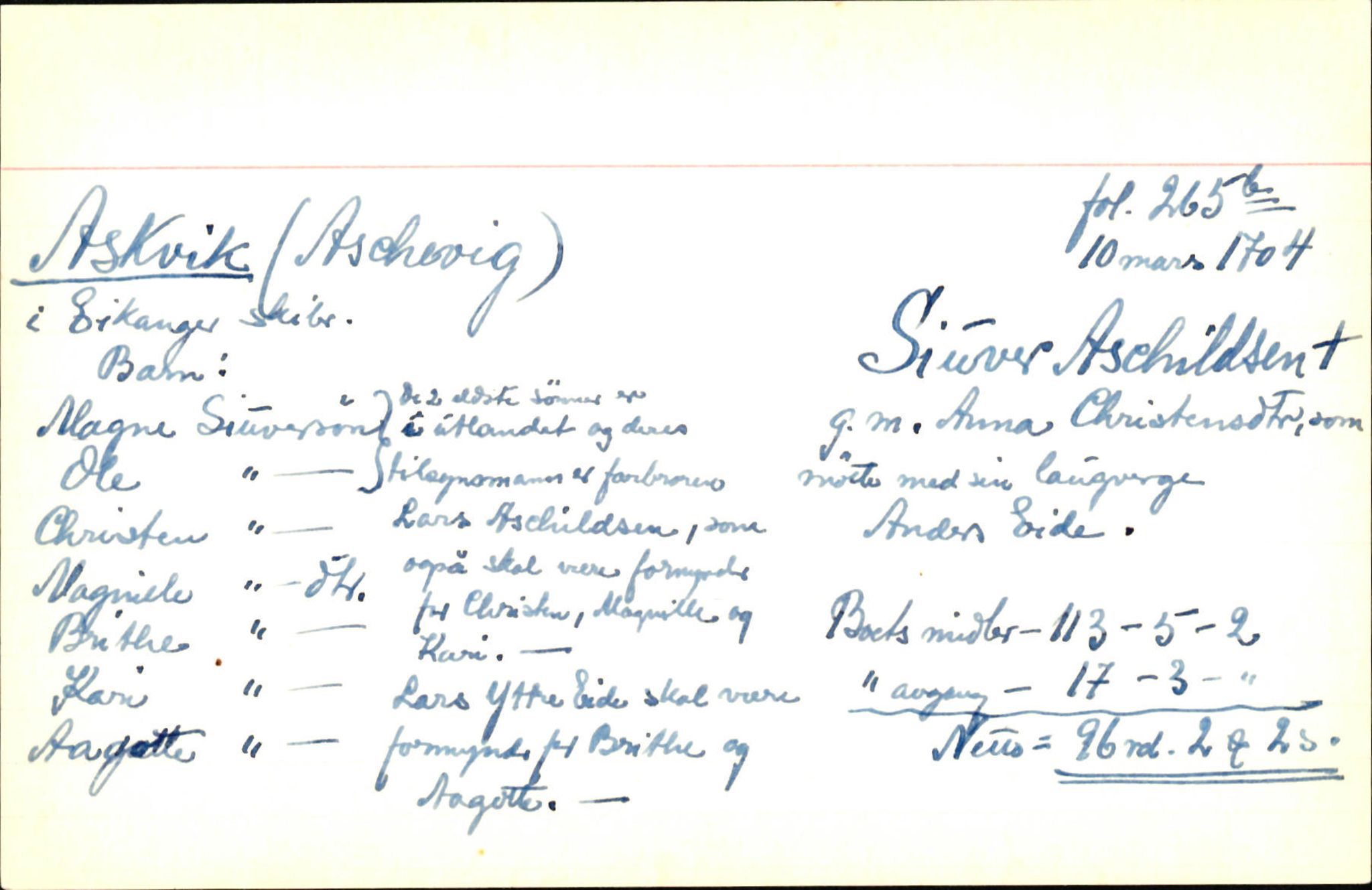 Skiftekort ved Statsarkivet i Bergen, SAB/SKIFTEKORT/001/L0001: Skifteprotokoll nr. 1-2 - test test, 1702-1716, p. 96