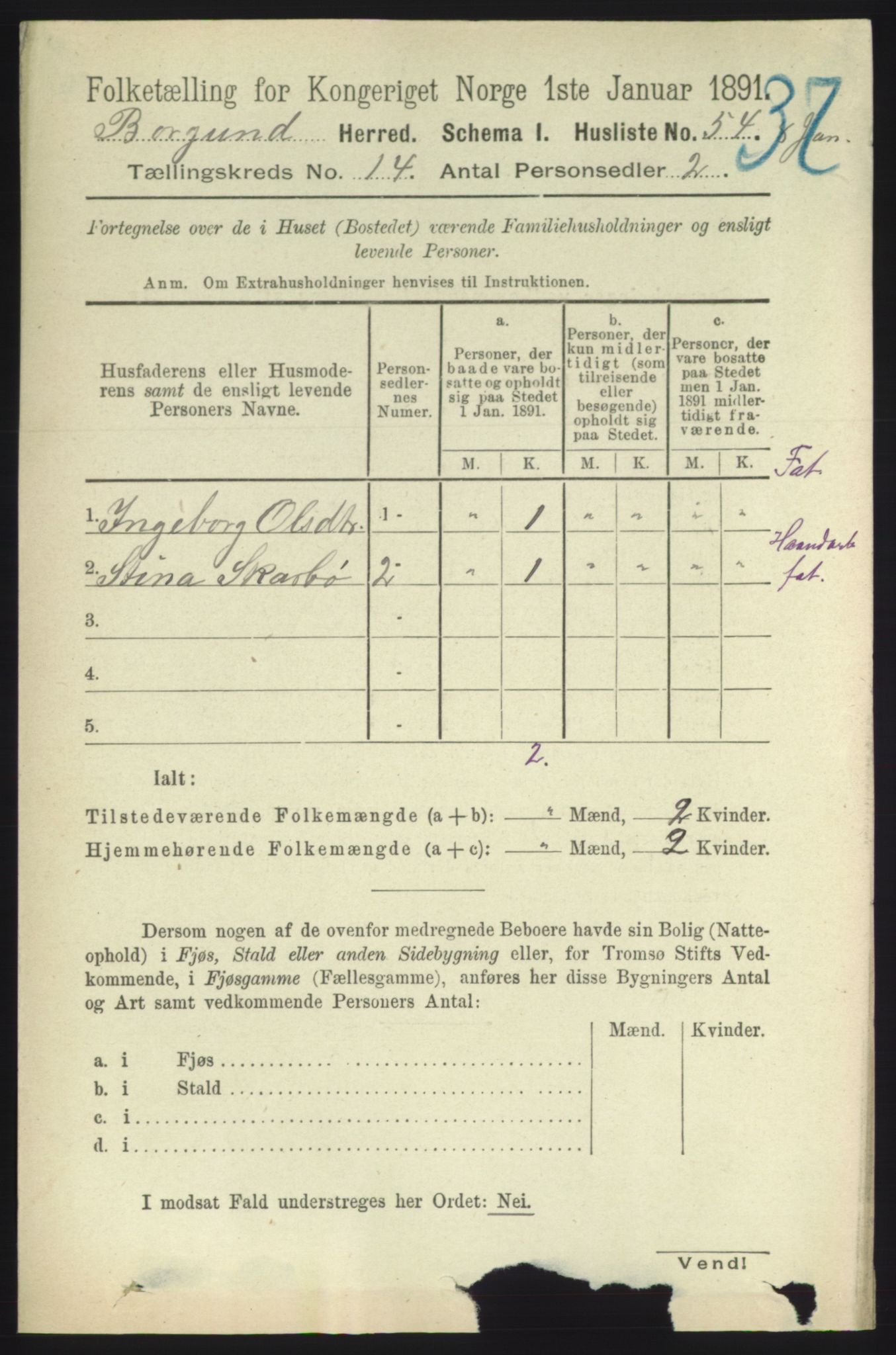 RA, 1891 census for 1531 Borgund, 1891, p. 4075