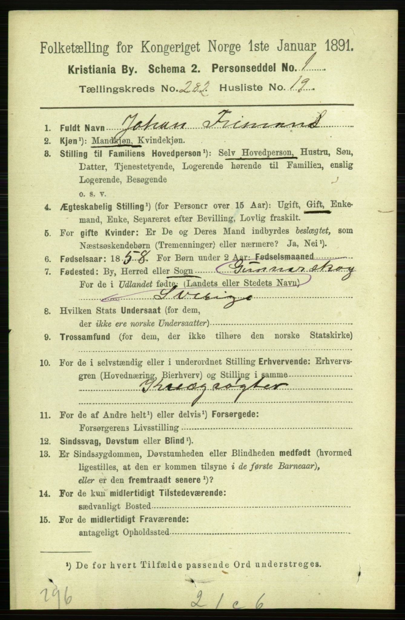 RA, 1891 census for 0301 Kristiania, 1891, p. 172287