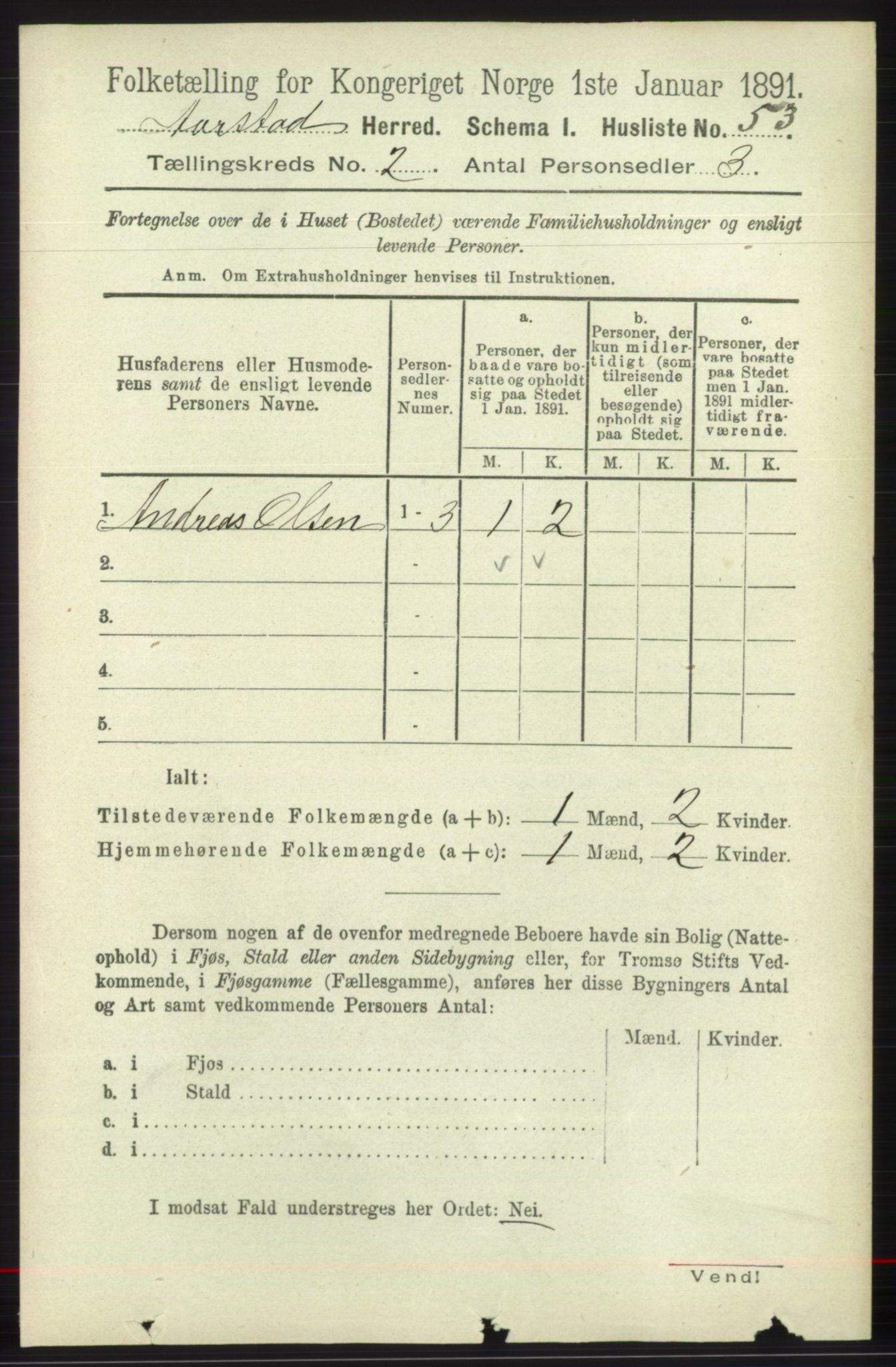 SAB, 1891 Census for 1280 Årstad, 1891, p. 1105