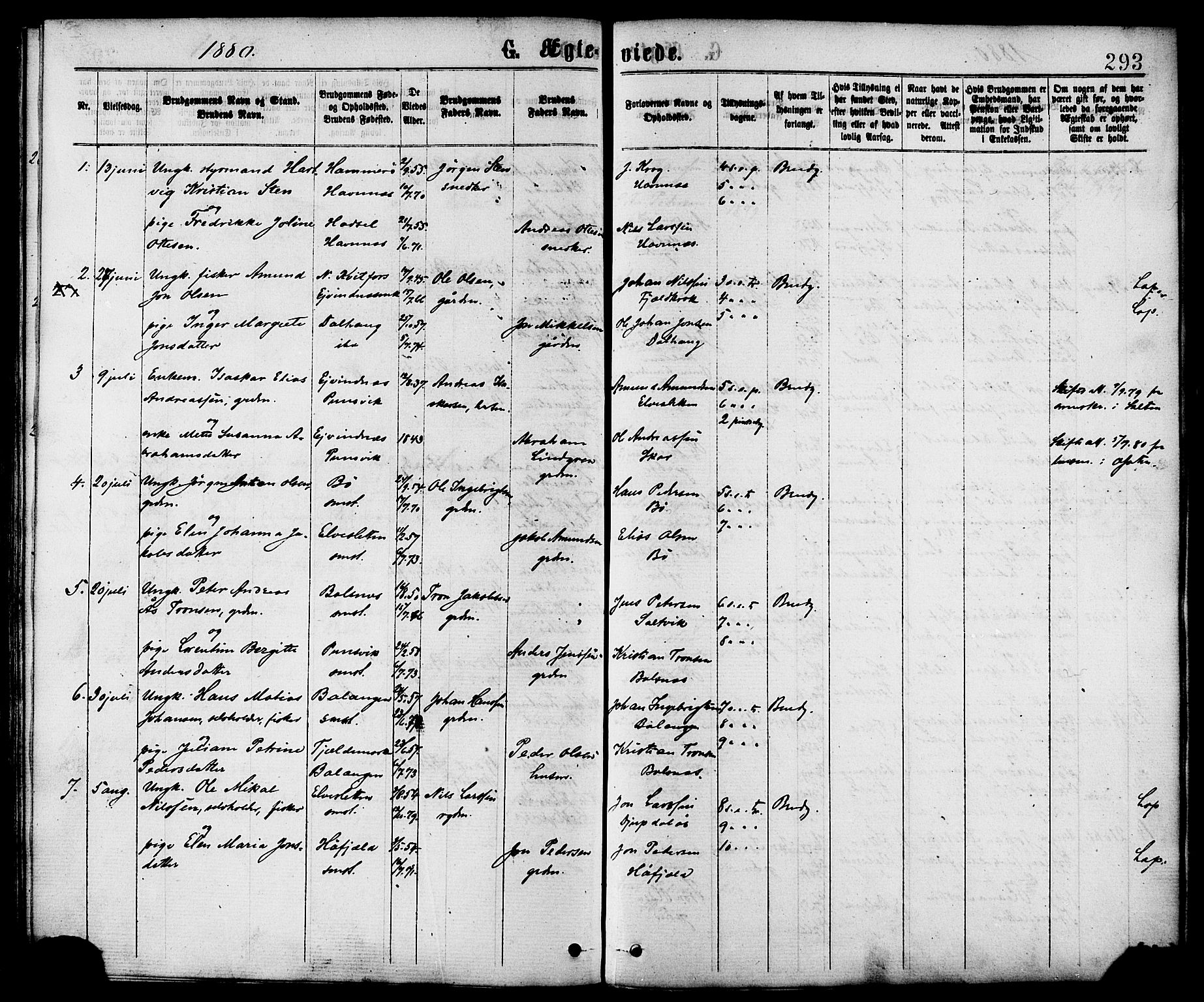 Ministerialprotokoller, klokkerbøker og fødselsregistre - Nordland, AV/SAT-A-1459/863/L0897: Parish register (official) no. 863A09, 1872-1886, p. 293