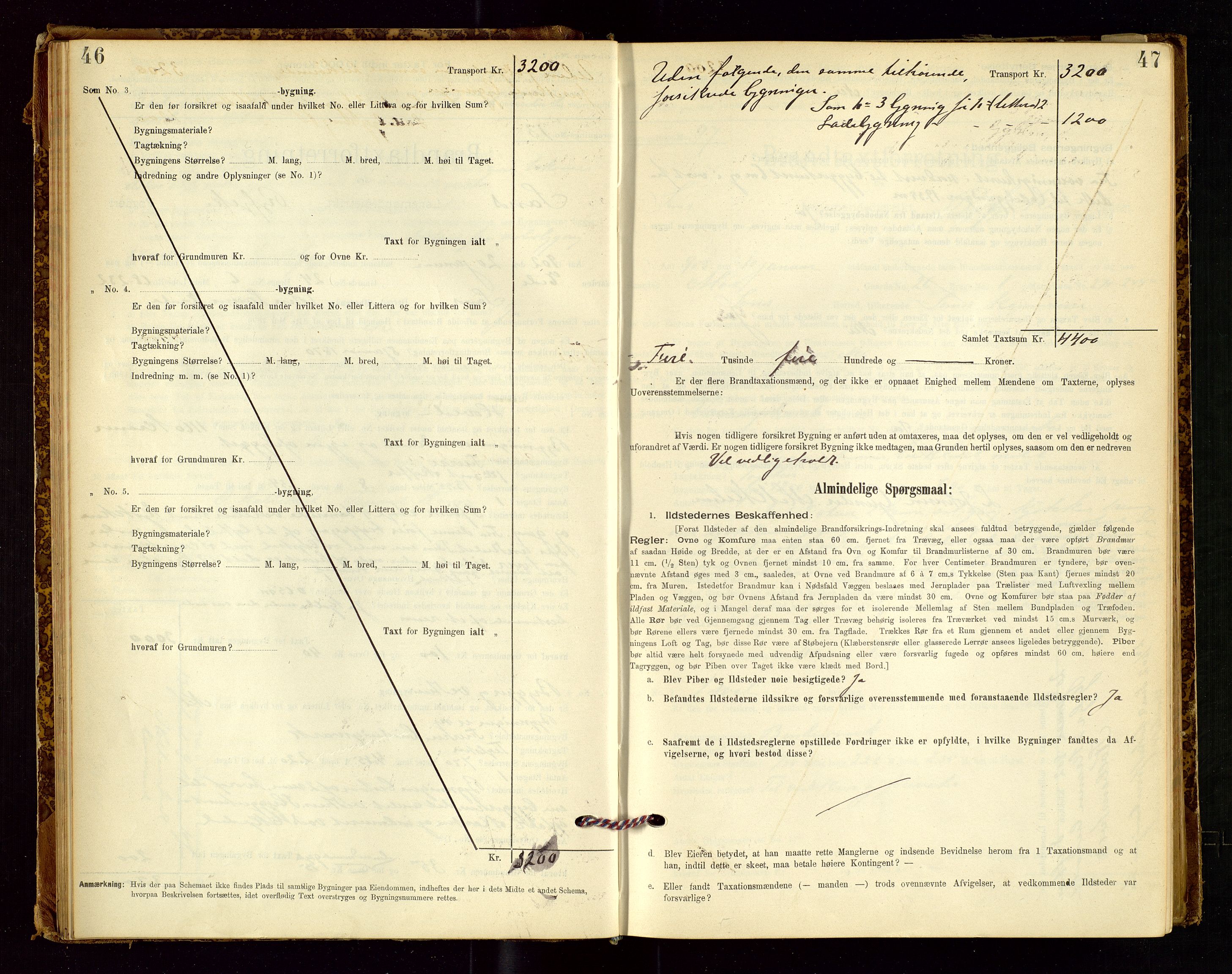 Sand lensmannskontor, AV/SAST-A-100415/Goc/L0001: "Brandtaxationsprotokol", 1895-1935, p. 46-47