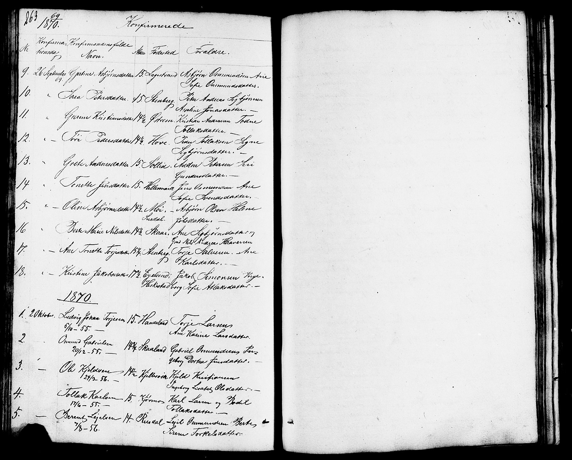 Lund sokneprestkontor, AV/SAST-A-101809/S07/L0003: Parish register (copy) no. B 3, 1848-1885, p. 263