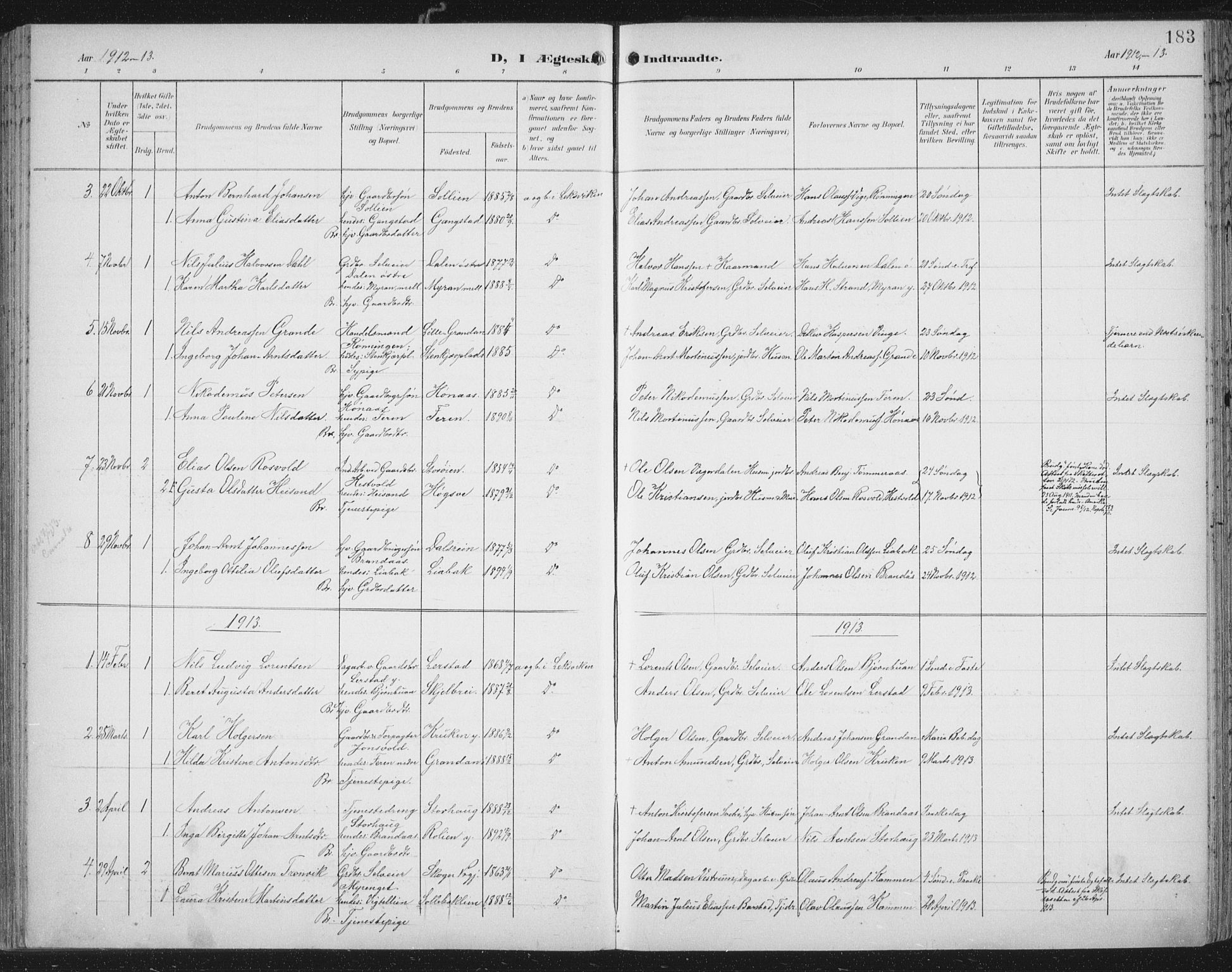 Ministerialprotokoller, klokkerbøker og fødselsregistre - Nord-Trøndelag, AV/SAT-A-1458/701/L0011: Parish register (official) no. 701A11, 1899-1915, p. 183