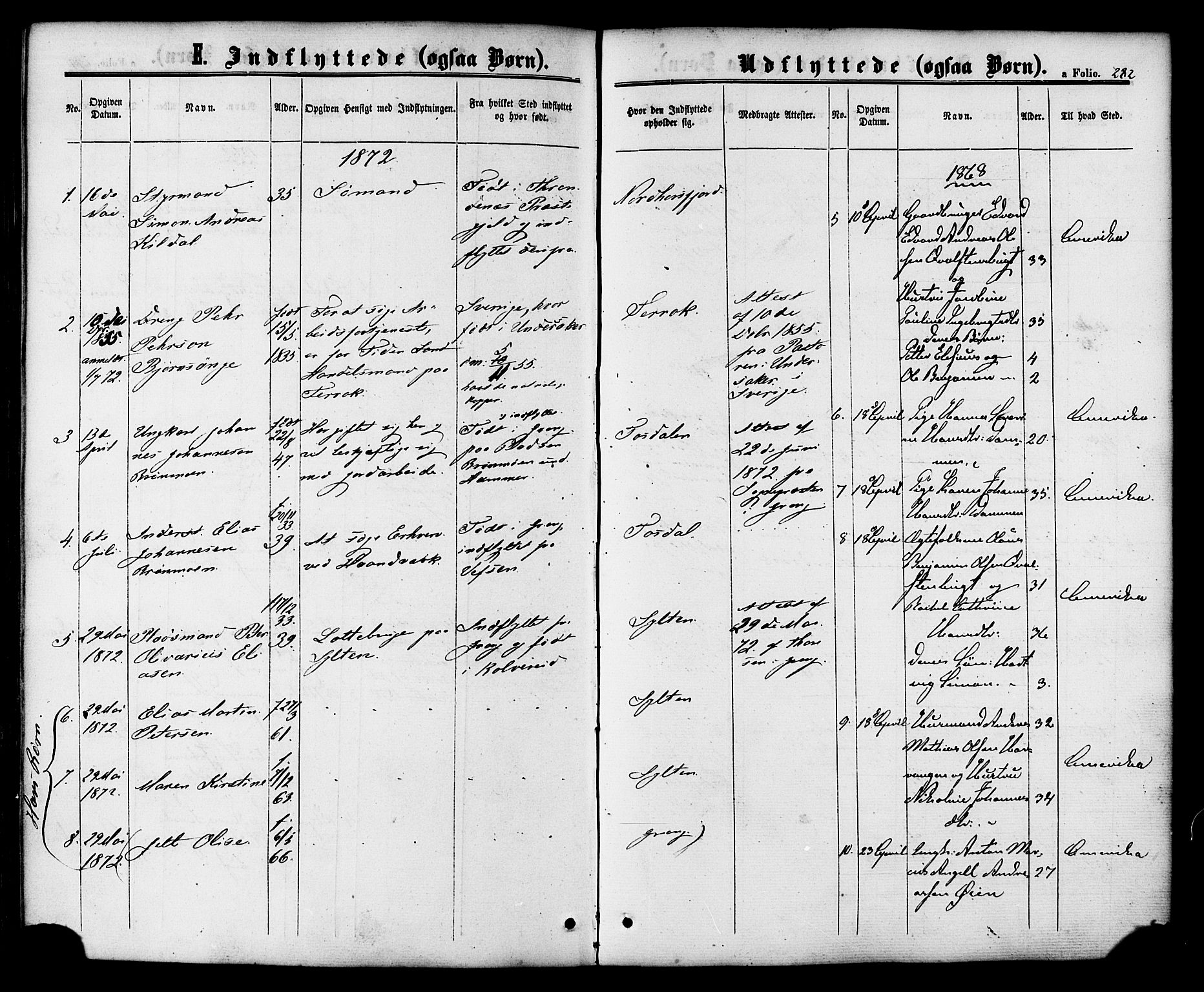 Ministerialprotokoller, klokkerbøker og fødselsregistre - Nordland, AV/SAT-A-1459/810/L0146: Parish register (official) no. 810A08 /1, 1862-1874, p. 282